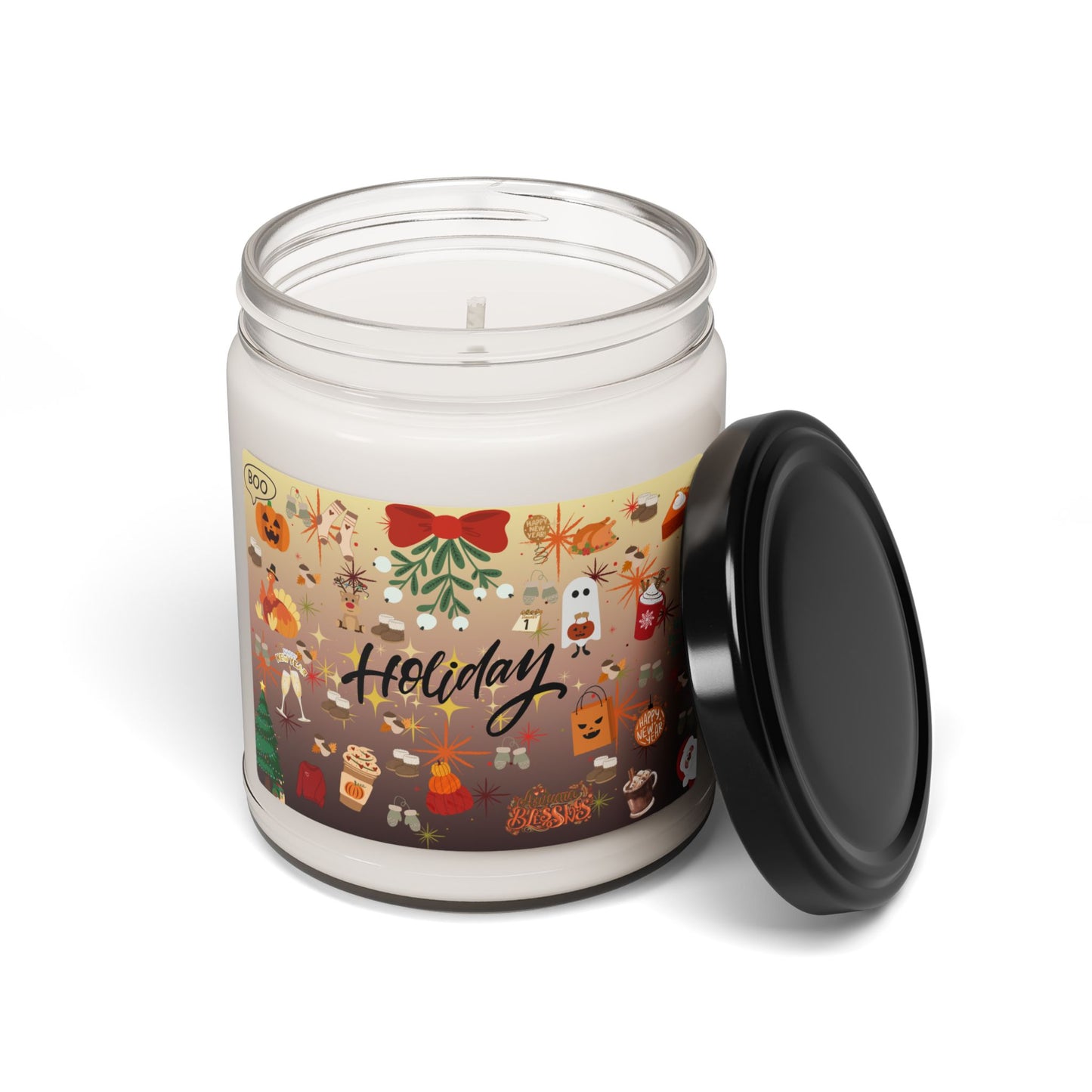 Festive Holiday Soy Candle, Aromatherapy Candle, Eco-Friendly Gift, Christmas Candle, Seasonal Decor