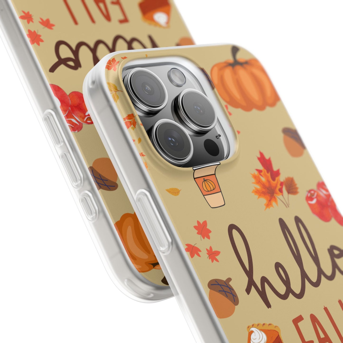 Autumn-Themed Flexi Cases, Seasonal iPhone Cover, Hello Fall Phone Case, Fall Decor Accessory, Perfect for Thanksgiving Gifts