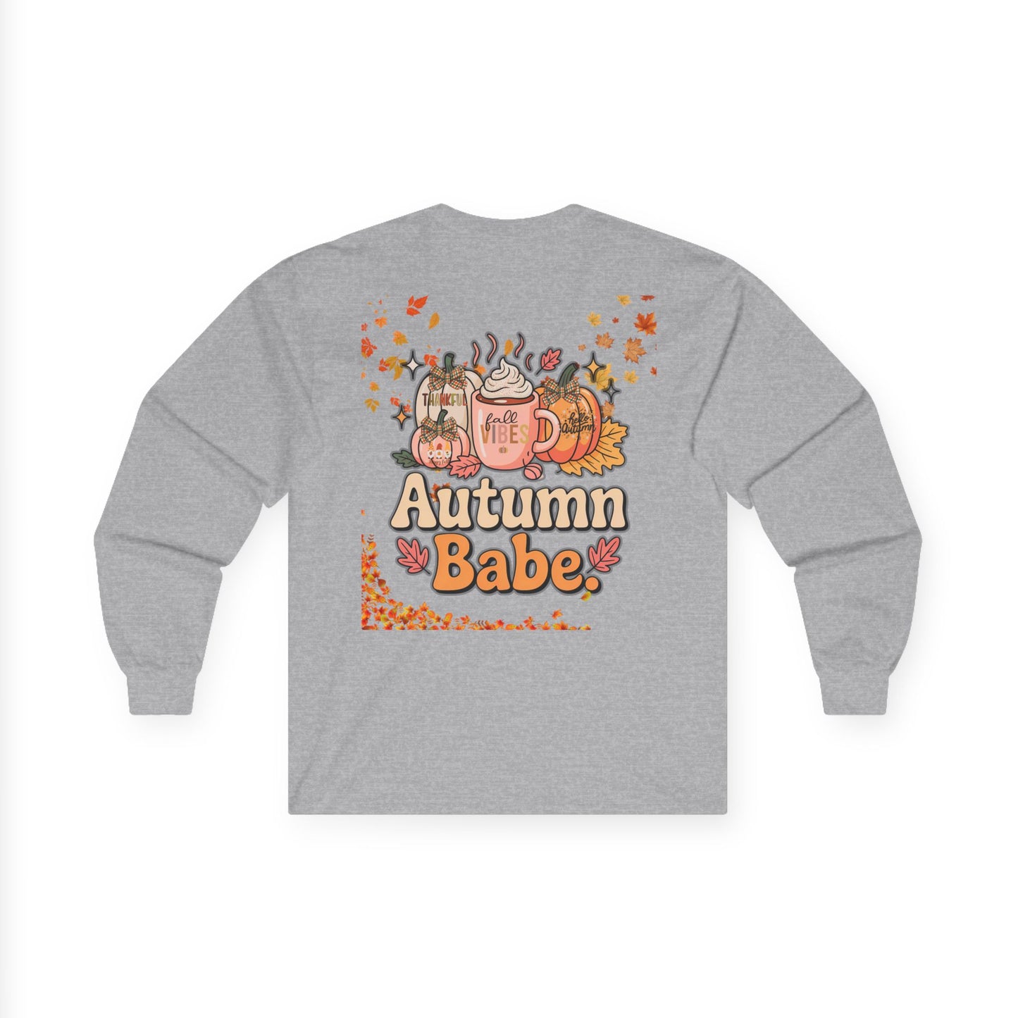 Cozy Fall Long Sleeve Tee - Pumpkin Spice Babe, Autumn Vibes, Perfect for Halloween, Thanksgiving, Casual Layering, Gift for Her