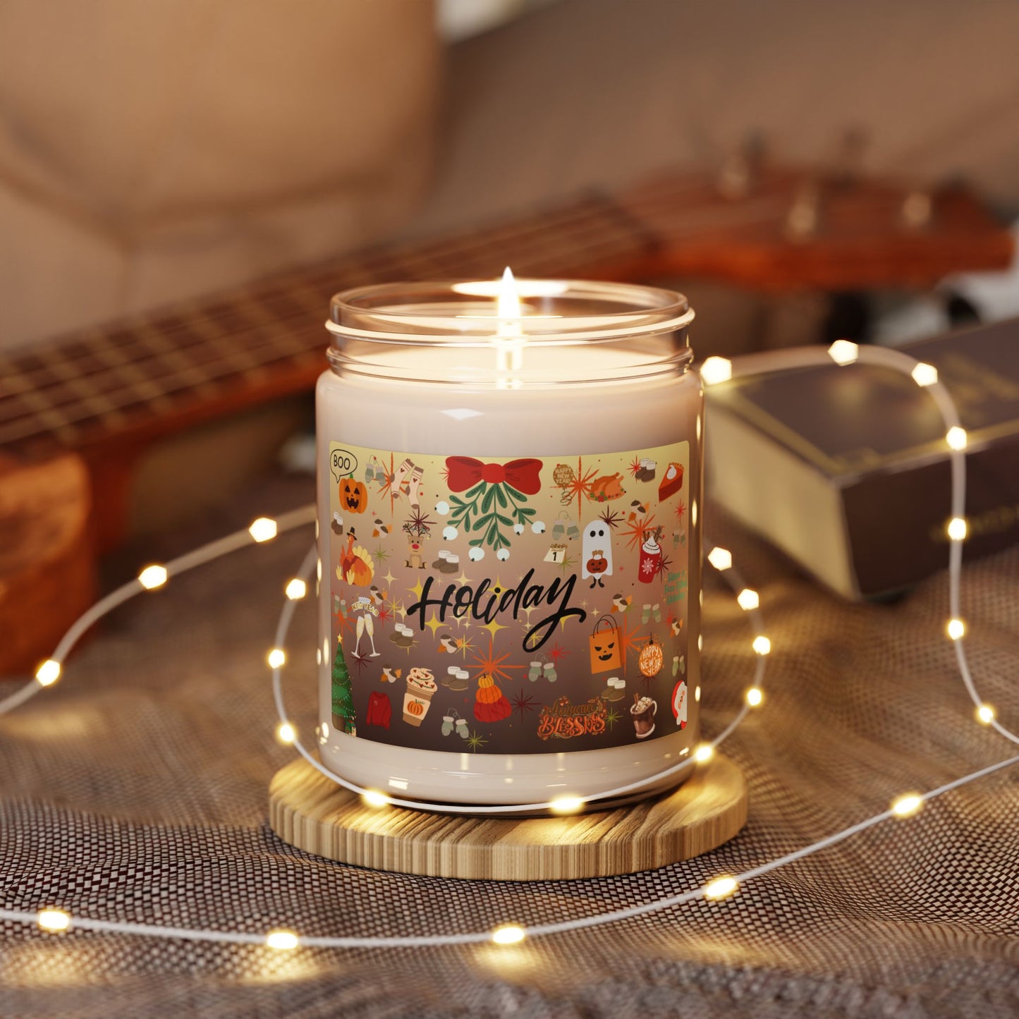 Festive Holiday Soy Candle, Aromatherapy Candle, Eco-Friendly Gift, Christmas Candle, Seasonal Decor