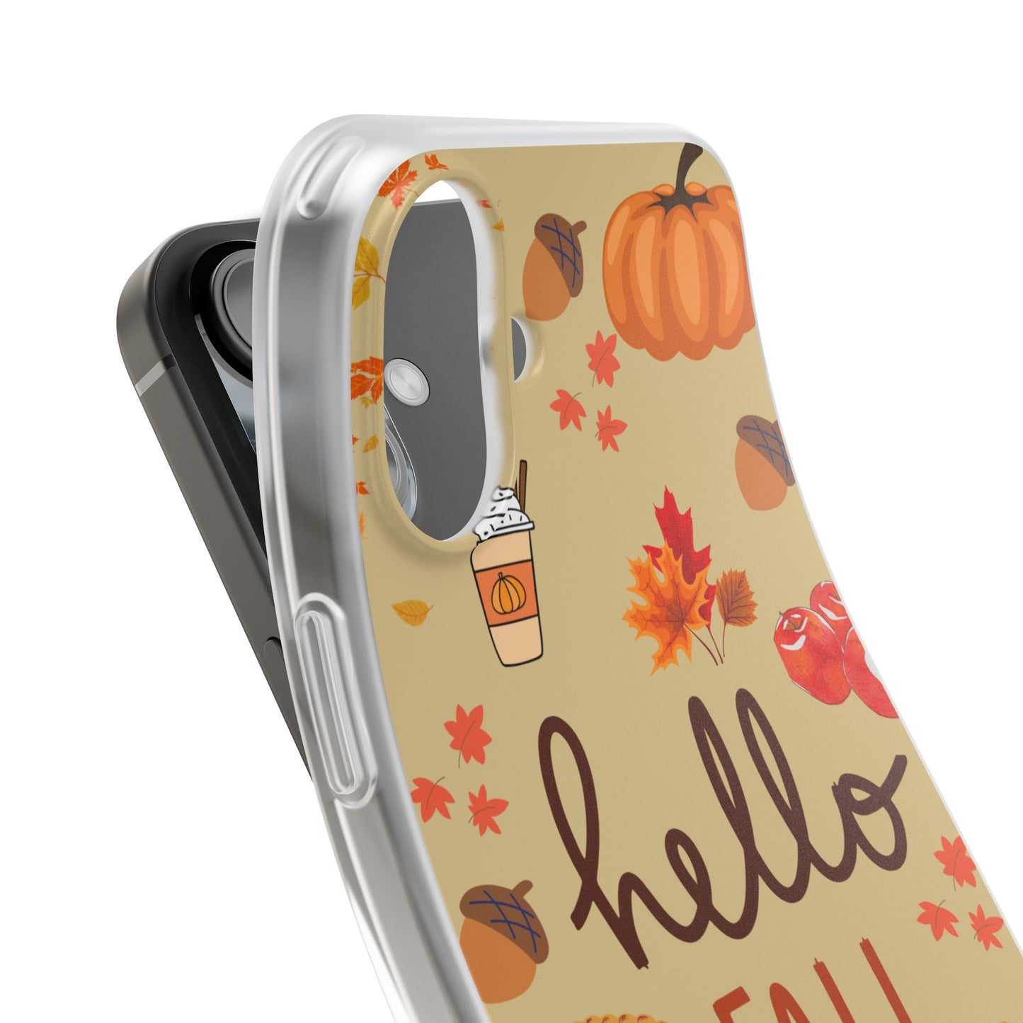 Autumn-Themed Flexi Cases, Seasonal iPhone Cover, Hello Fall Phone Case, Fall Decor Accessory, Perfect for Thanksgiving Gifts