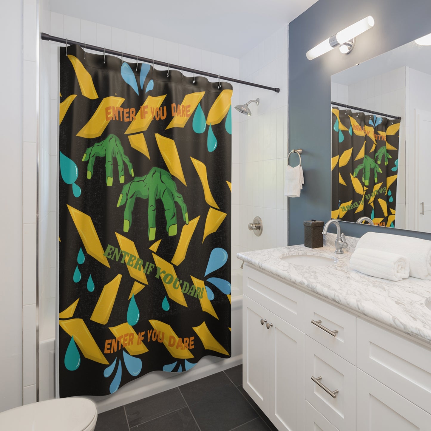 Spooky Halloween Shower Curtain:Enter If You Dare, Bathroom Decor