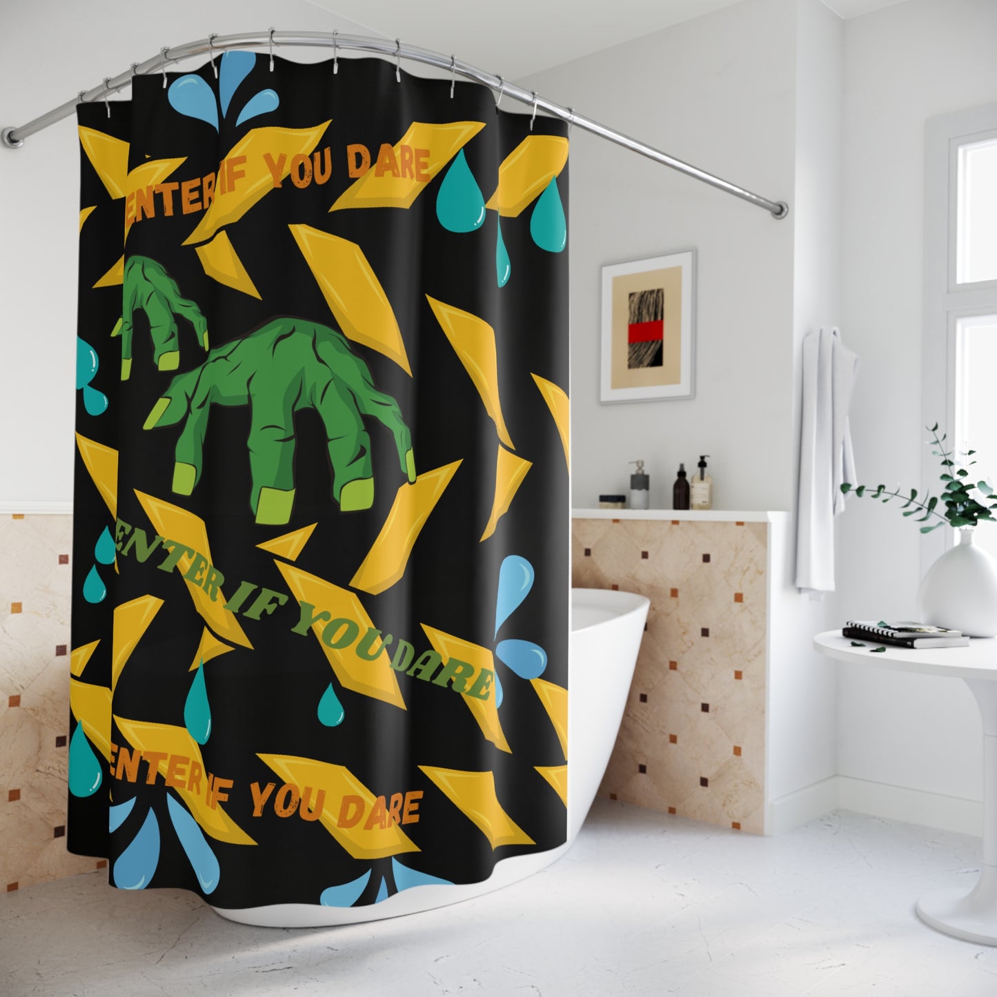 Spooky Halloween Shower Curtain:Enter If You Dare, Bathroom Decor