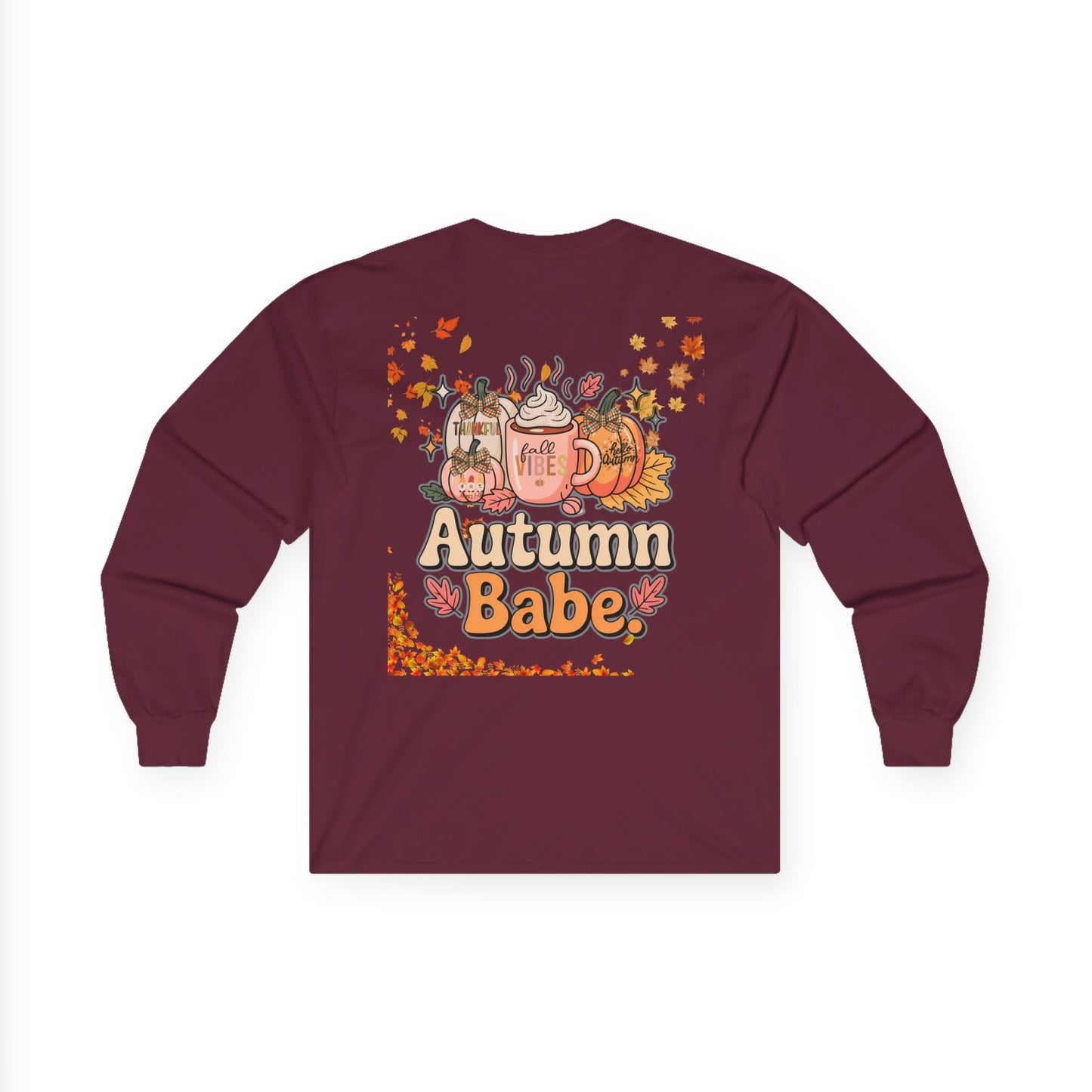 Cozy Fall Long Sleeve Tee - Pumpkin Spice Babe, Autumn Vibes, Perfect for Halloween, Thanksgiving, Casual Layering, Gift for Her
