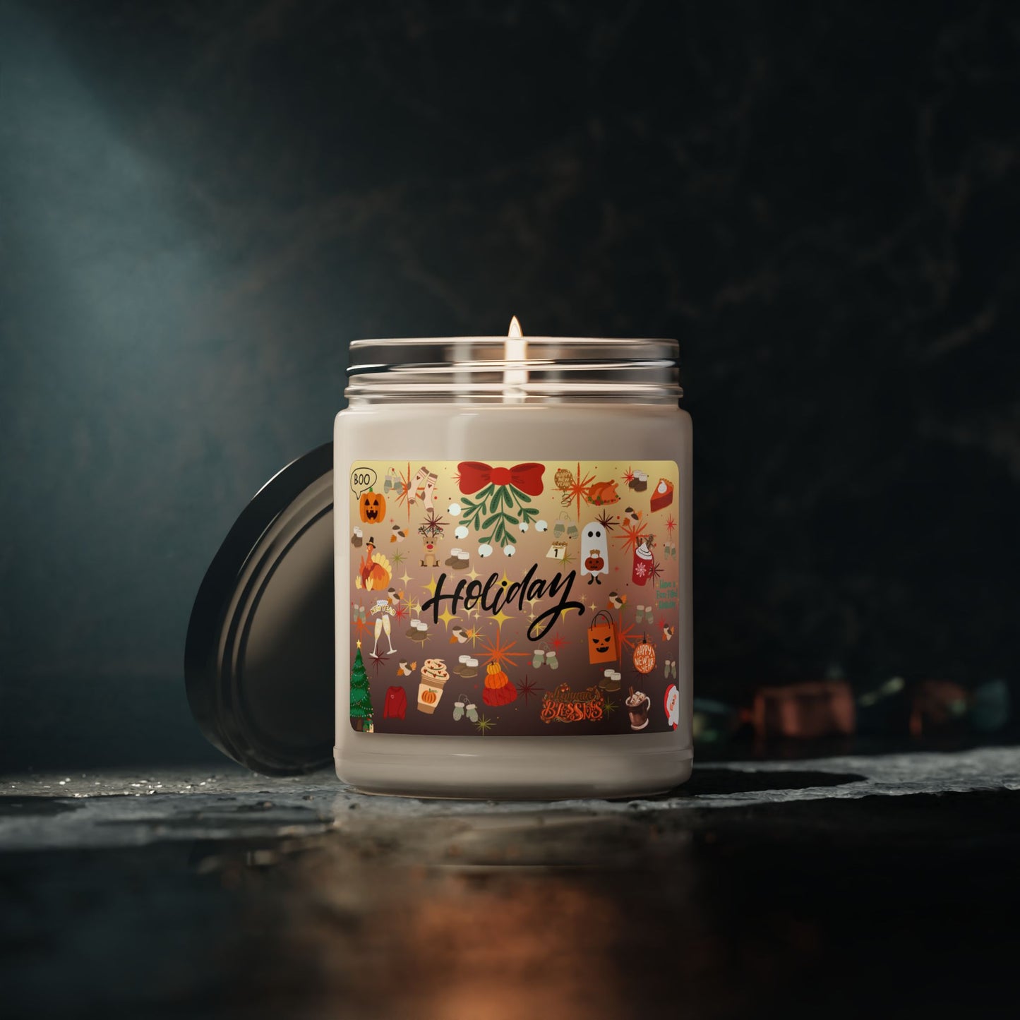Festive Holiday Soy Candle, Aromatherapy Candle, Eco-Friendly Gift, Christmas Candle, Seasonal Decor