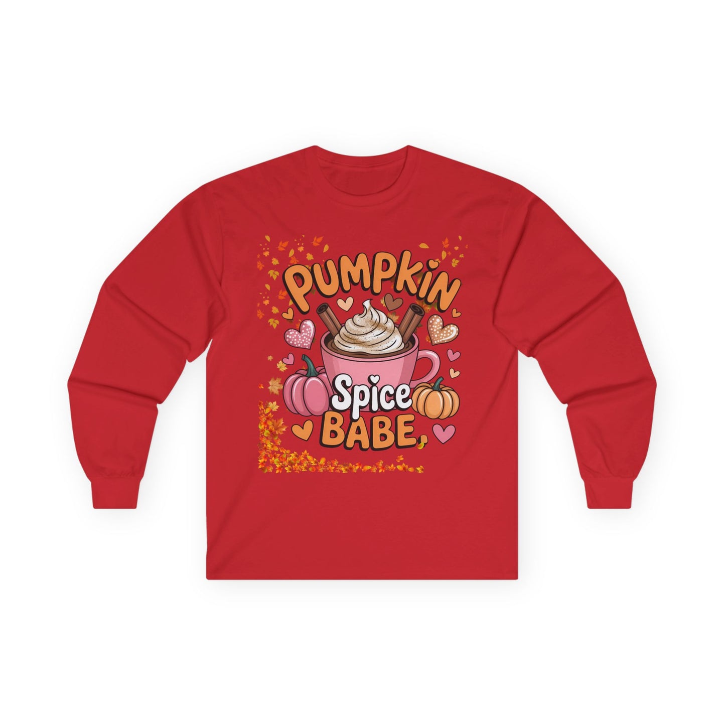 Cozy Fall Long Sleeve Tee - Pumpkin Spice Babe, Autumn Vibes, Perfect for Halloween, Thanksgiving, Casual Layering, Gift for Her