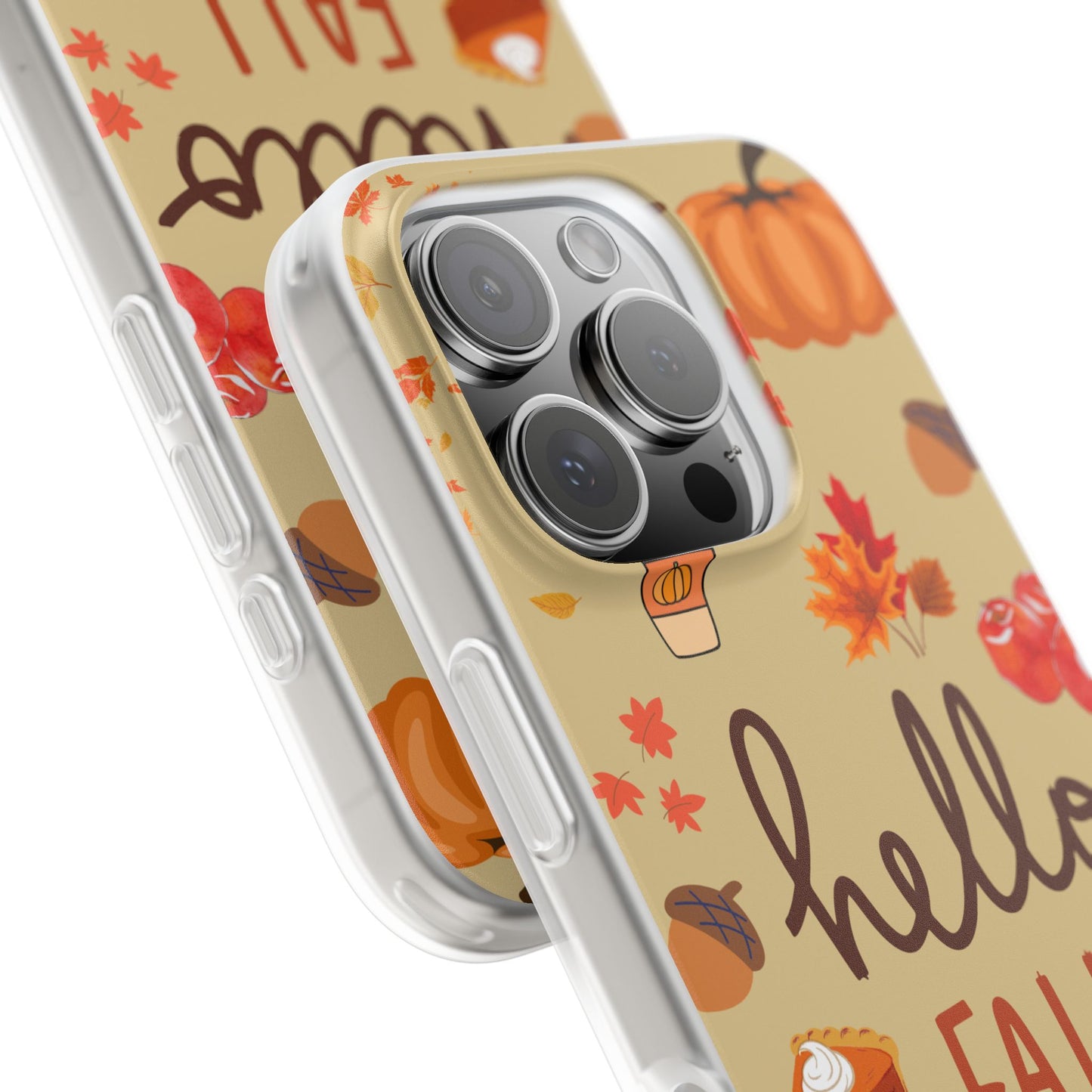 Autumn-Themed Flexi Cases, Seasonal iPhone Cover, Hello Fall Phone Case, Fall Decor Accessory, Perfect for Thanksgiving Gifts