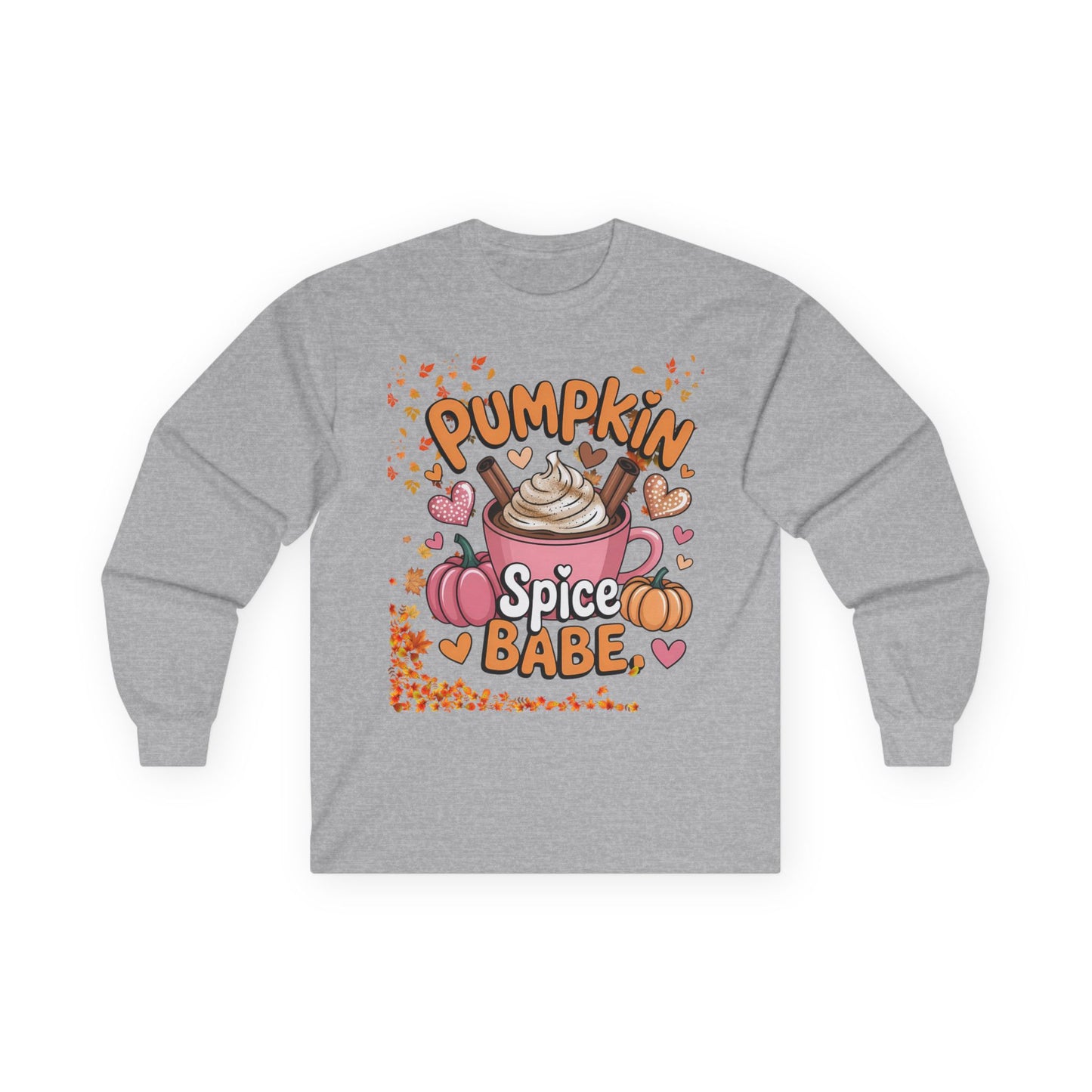 Cozy Fall Long Sleeve Tee - Pumpkin Spice Babe, Autumn Vibes, Perfect for Halloween, Thanksgiving, Casual Layering, Gift for Her