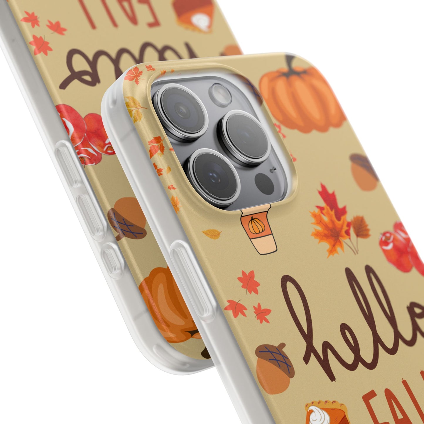 Autumn-Themed Flexi Cases, Seasonal iPhone Cover, Hello Fall Phone Case, Fall Decor Accessory, Perfect for Thanksgiving Gifts