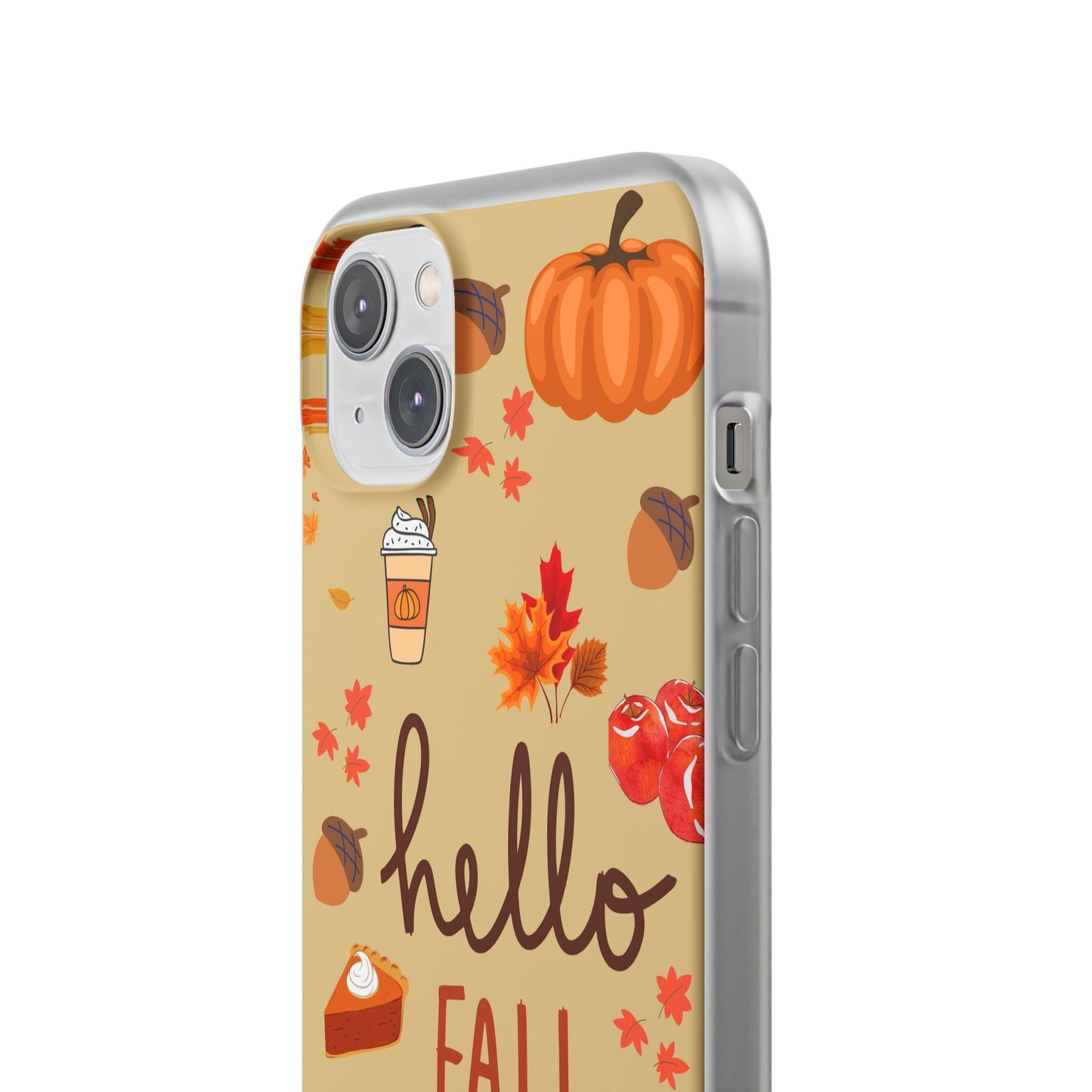 Autumn-Themed Flexi Cases, Seasonal iPhone Cover, Hello Fall Phone Case, Fall Decor Accessory, Perfect for Thanksgiving Gifts