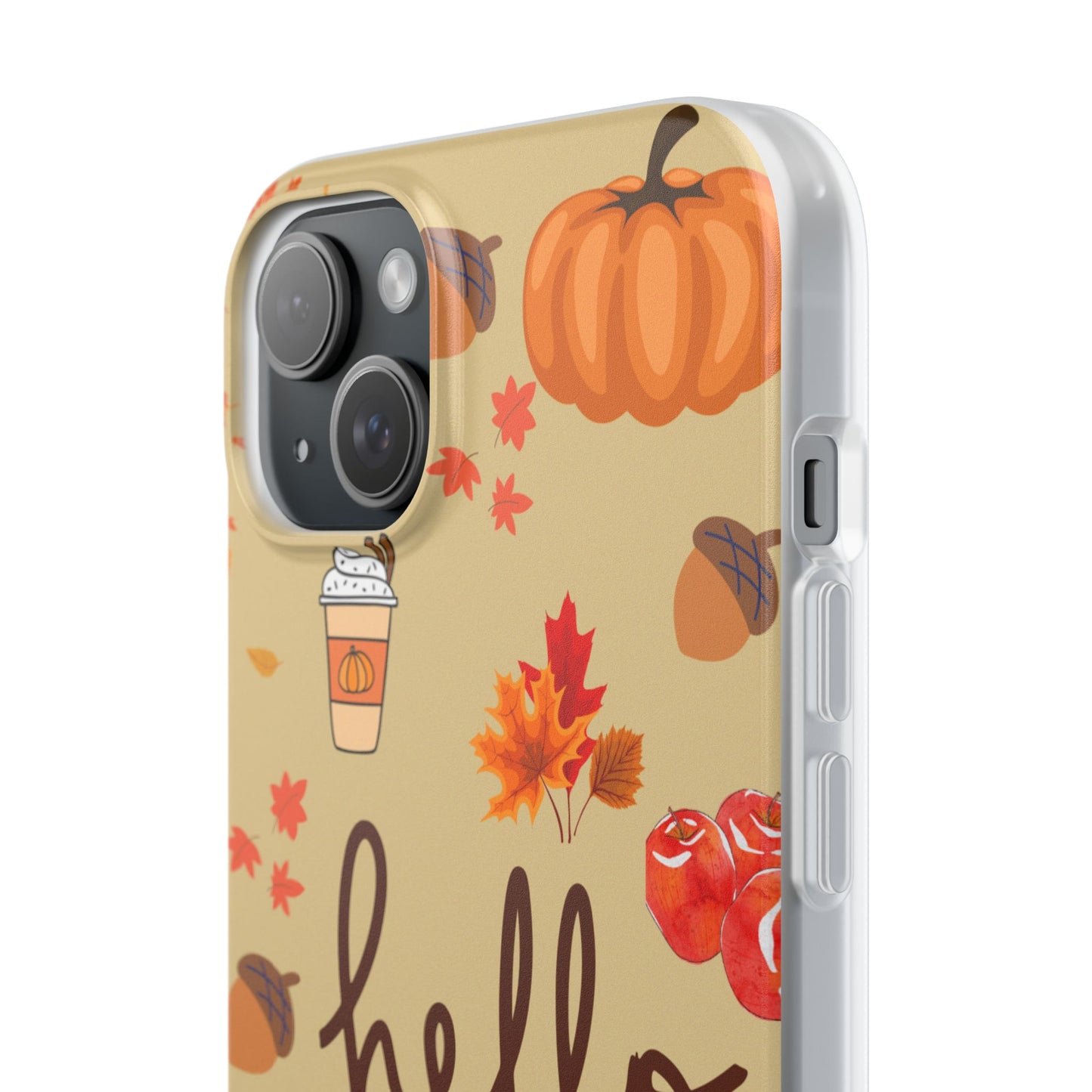 Autumn-Themed Flexi Cases, Seasonal iPhone Cover, Hello Fall Phone Case, Fall Decor Accessory, Perfect for Thanksgiving Gifts