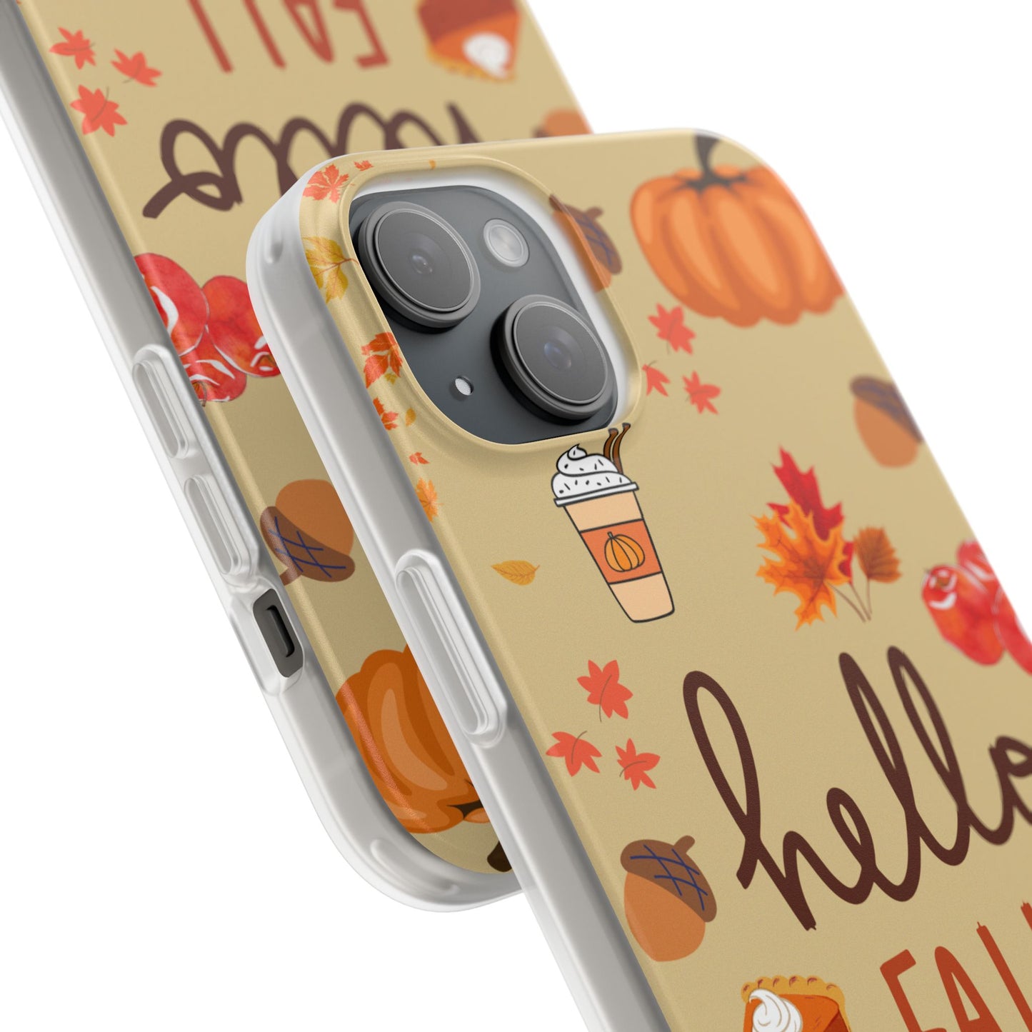 Autumn-Themed Flexi Cases, Seasonal iPhone Cover, Hello Fall Phone Case, Fall Decor Accessory, Perfect for Thanksgiving Gifts