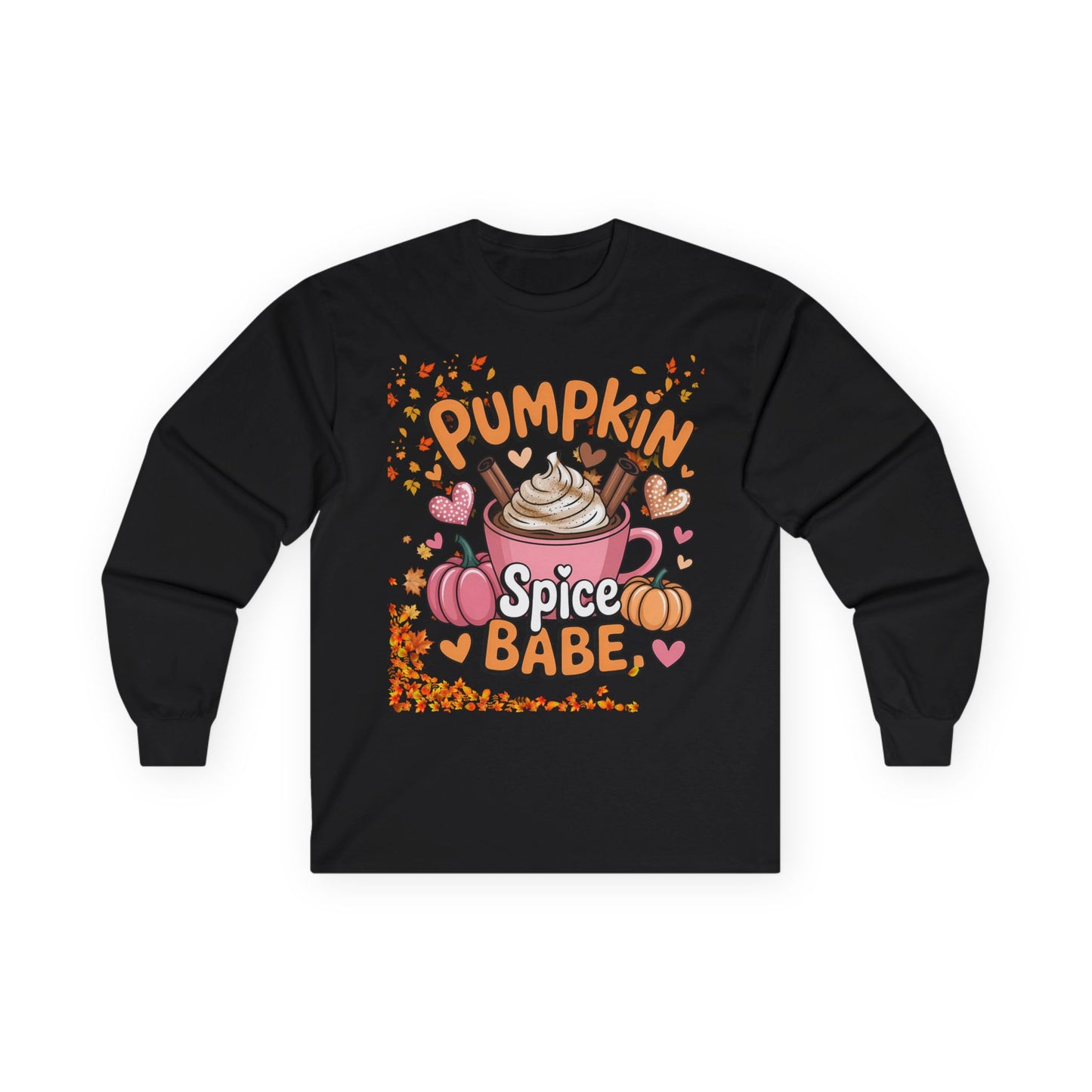 Cozy Fall Long Sleeve Tee - Pumpkin Spice Babe, Autumn Vibes, Perfect for Halloween, Thanksgiving, Casual Layering, Gift for Her