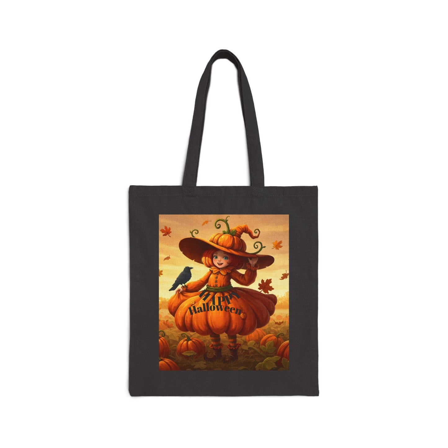 Halloween themed Cotton Canvas Tote Bag, Trick or Treat Bag.