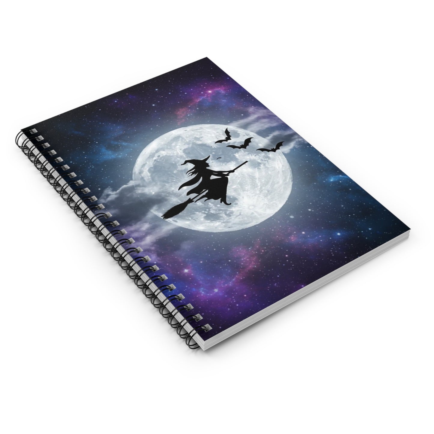Witchy Spiral Notebook - Ruled Line, Celestial Journal, Halloween Gift, Bat Decor, Witchy Stationery