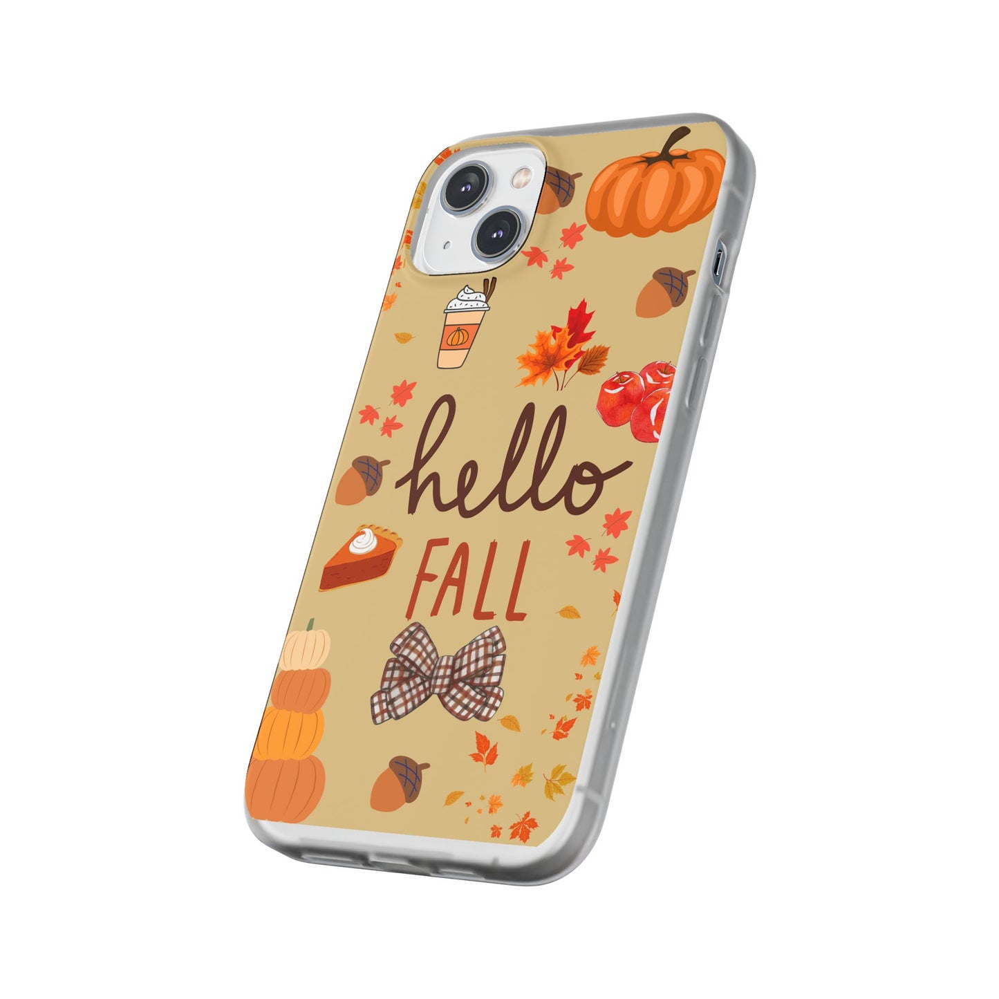 Autumn-Themed Flexi Cases, Seasonal iPhone Cover, Hello Fall Phone Case, Fall Decor Accessory, Perfect for Thanksgiving Gifts
