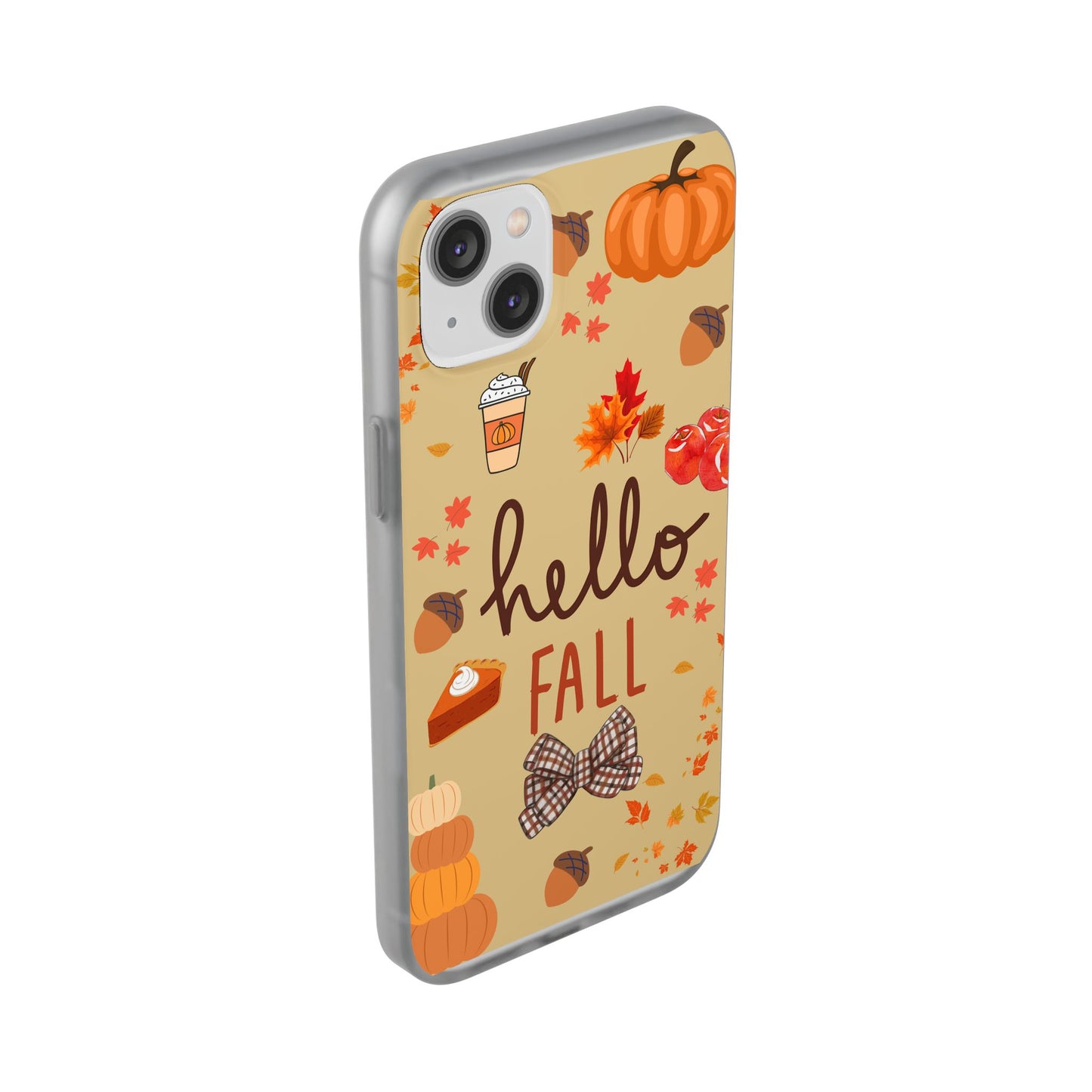 Autumn-Themed Flexi Cases, Seasonal iPhone Cover, Hello Fall Phone Case, Fall Decor Accessory, Perfect for Thanksgiving Gifts