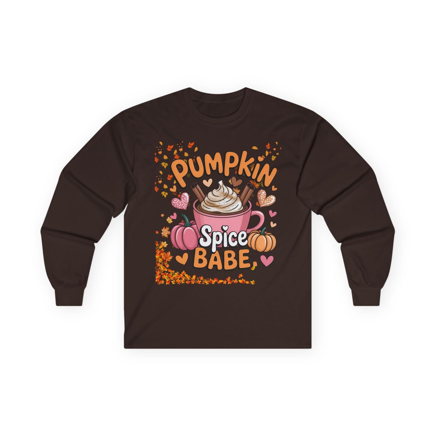 Cozy Fall Long Sleeve Tee - Pumpkin Spice Babe, Autumn Vibes, Perfect for Halloween, Thanksgiving, Casual Layering, Gift for Her