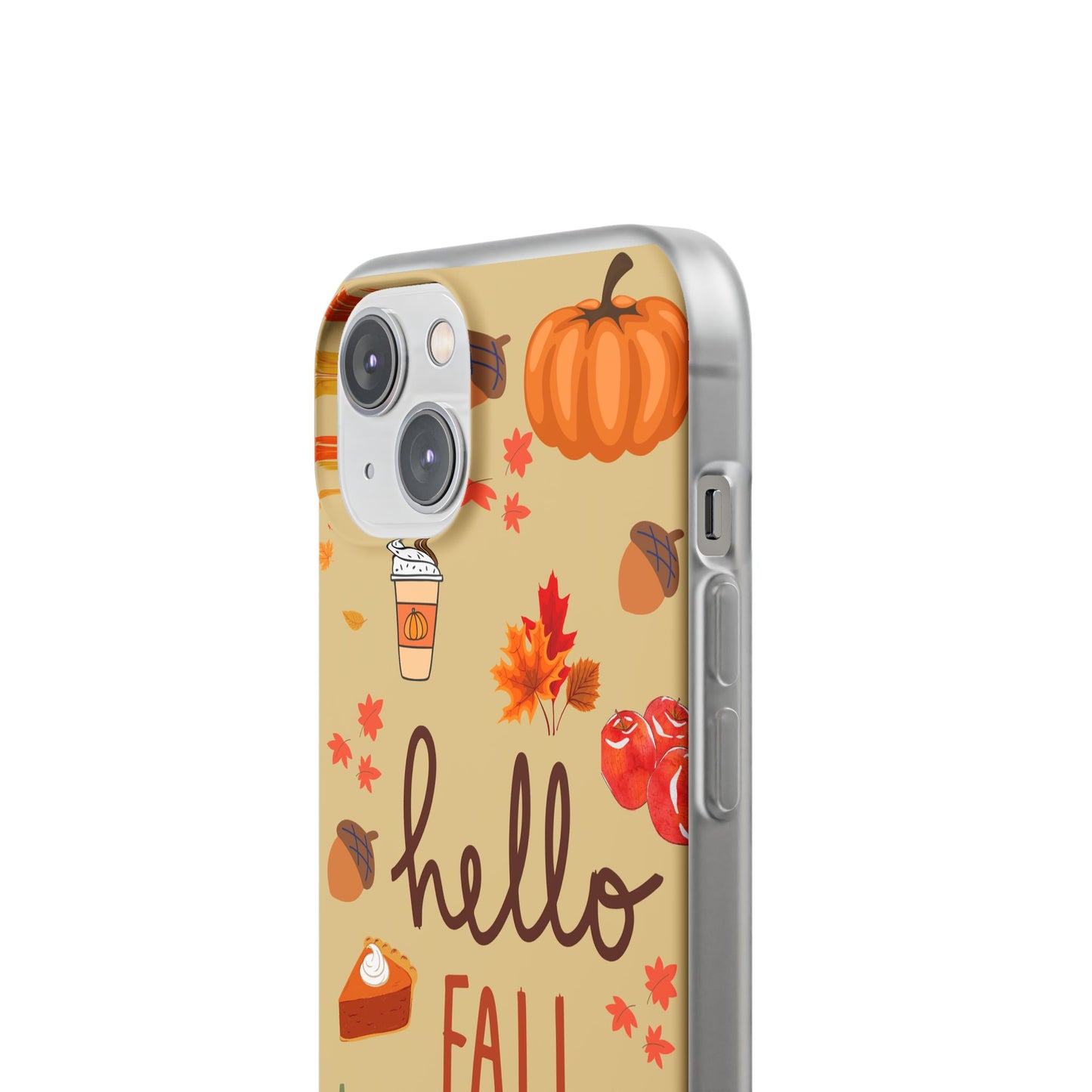 Autumn-Themed Flexi Cases, Seasonal iPhone Cover, Hello Fall Phone Case, Fall Decor Accessory, Perfect for Thanksgiving Gifts