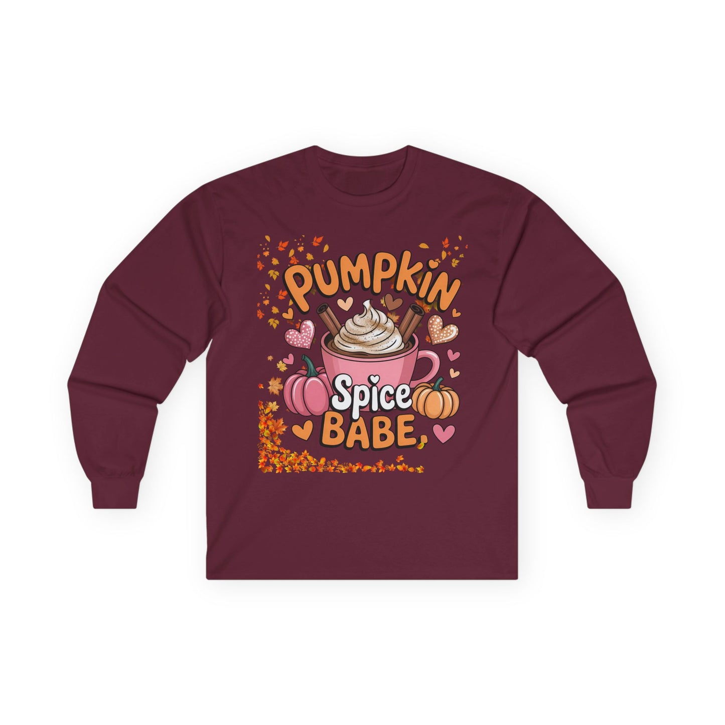 Cozy Fall Long Sleeve Tee - Pumpkin Spice Babe, Autumn Vibes, Perfect for Halloween, Thanksgiving, Casual Layering, Gift for Her