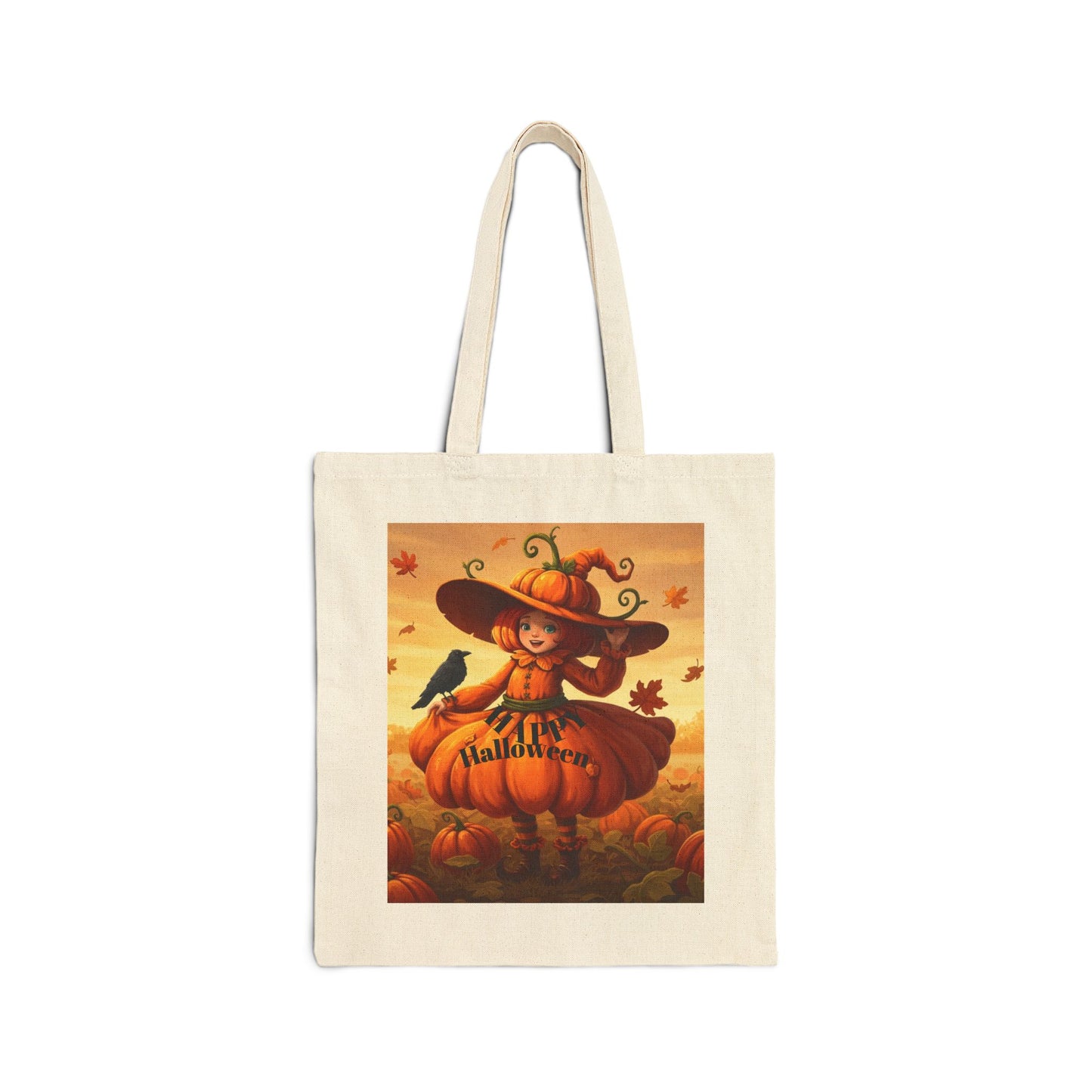 Halloween themed Cotton Canvas Tote Bag, Trick or Treat Bag.