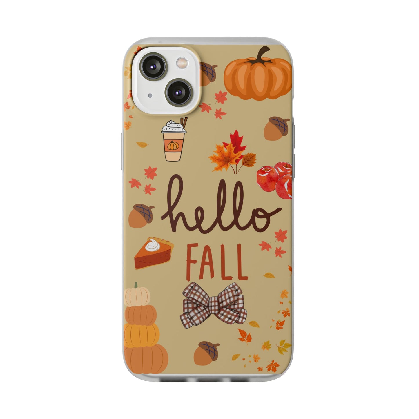 Autumn-Themed Flexi Cases, Seasonal iPhone Cover, Hello Fall Phone Case, Fall Decor Accessory, Perfect for Thanksgiving Gifts