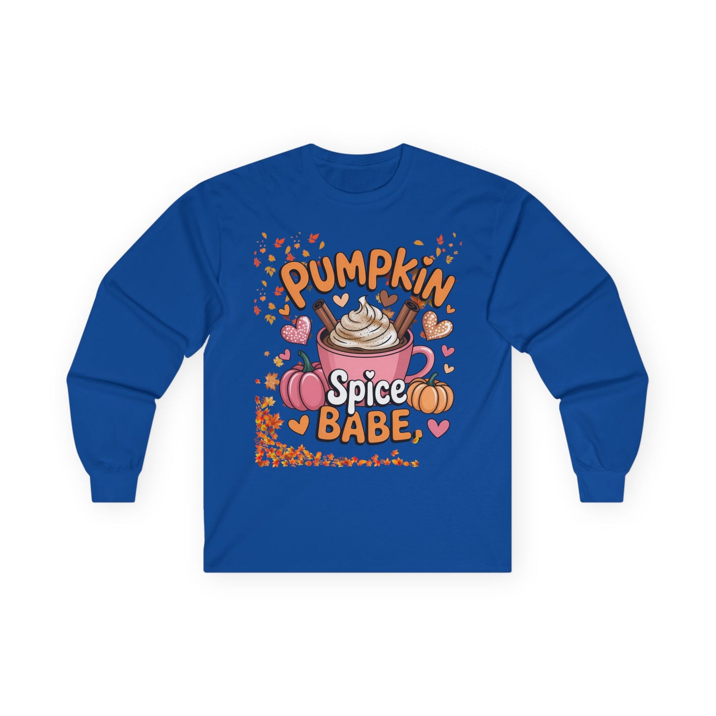 Cozy Fall Long Sleeve Tee - Pumpkin Spice Babe, Autumn Vibes, Perfect for Halloween, Thanksgiving, Casual Layering, Gift for Her