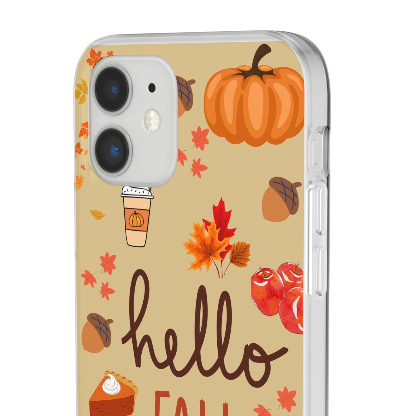 Autumn-Themed Flexi Cases, Seasonal iPhone Cover, Hello Fall Phone Case, Fall Decor Accessory, Perfect for Thanksgiving Gifts