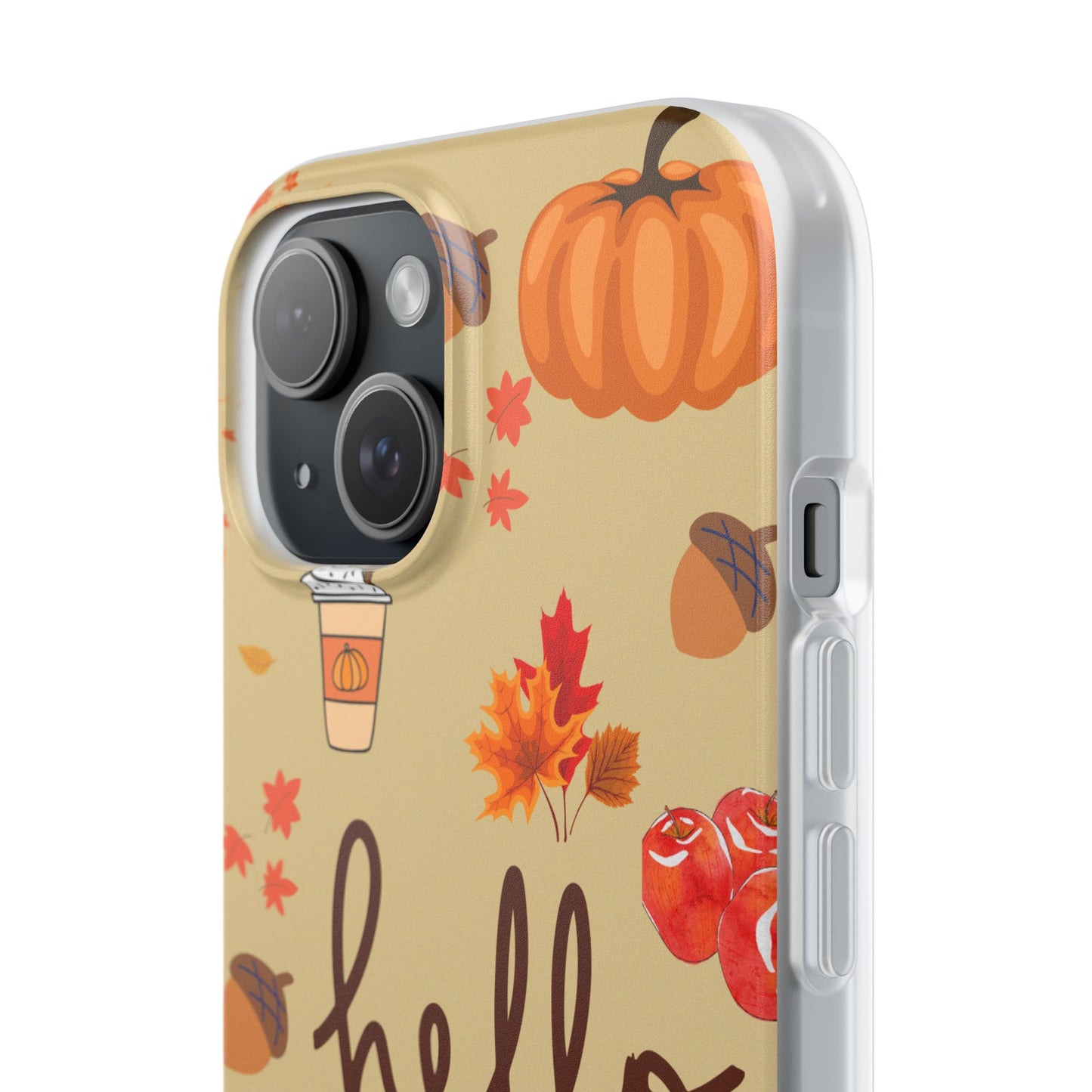 Autumn-Themed Flexi Cases, Seasonal iPhone Cover, Hello Fall Phone Case, Fall Decor Accessory, Perfect for Thanksgiving Gifts