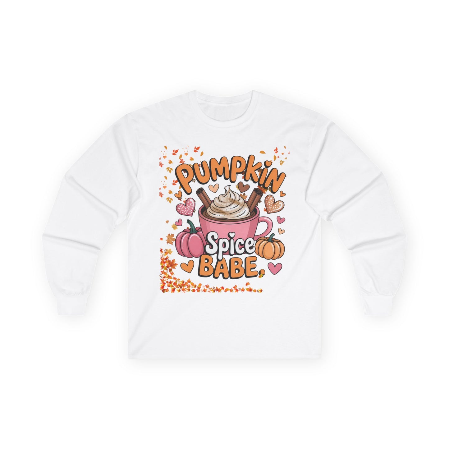 Cozy Fall Long Sleeve Tee - Pumpkin Spice Babe, Autumn Vibes, Perfect for Halloween, Thanksgiving, Casual Layering, Gift for Her
