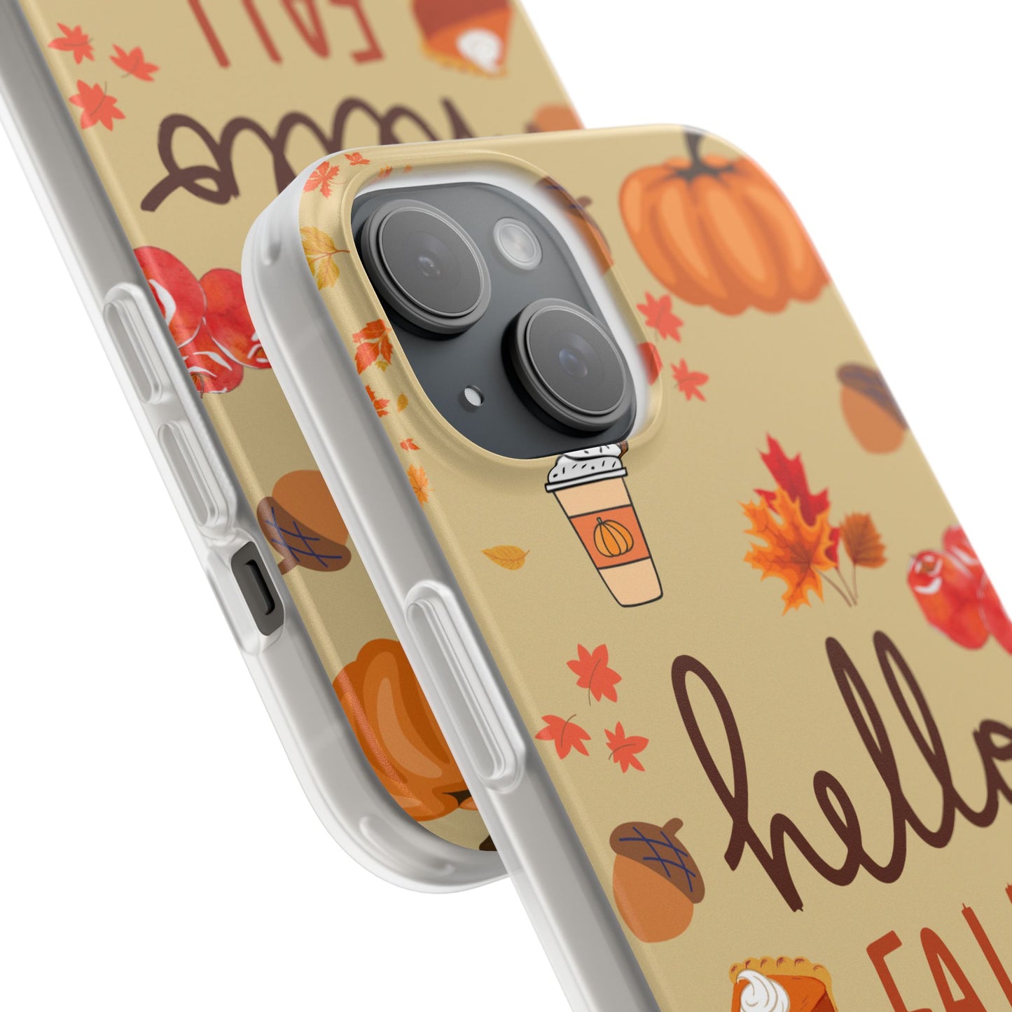Autumn-Themed Flexi Cases, Seasonal iPhone Cover, Hello Fall Phone Case, Fall Decor Accessory, Perfect for Thanksgiving Gifts