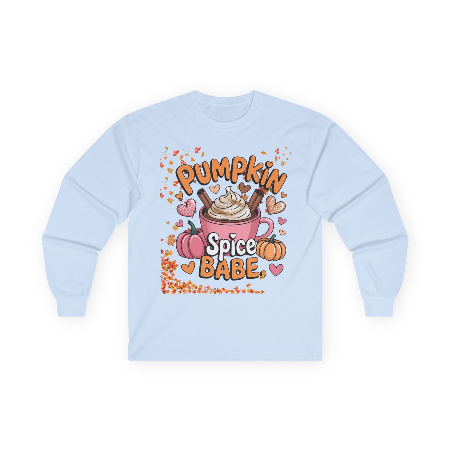 Cozy Fall Long Sleeve Tee - Pumpkin Spice Babe, Autumn Vibes, Perfect for Halloween, Thanksgiving, Casual Layering, Gift for Her