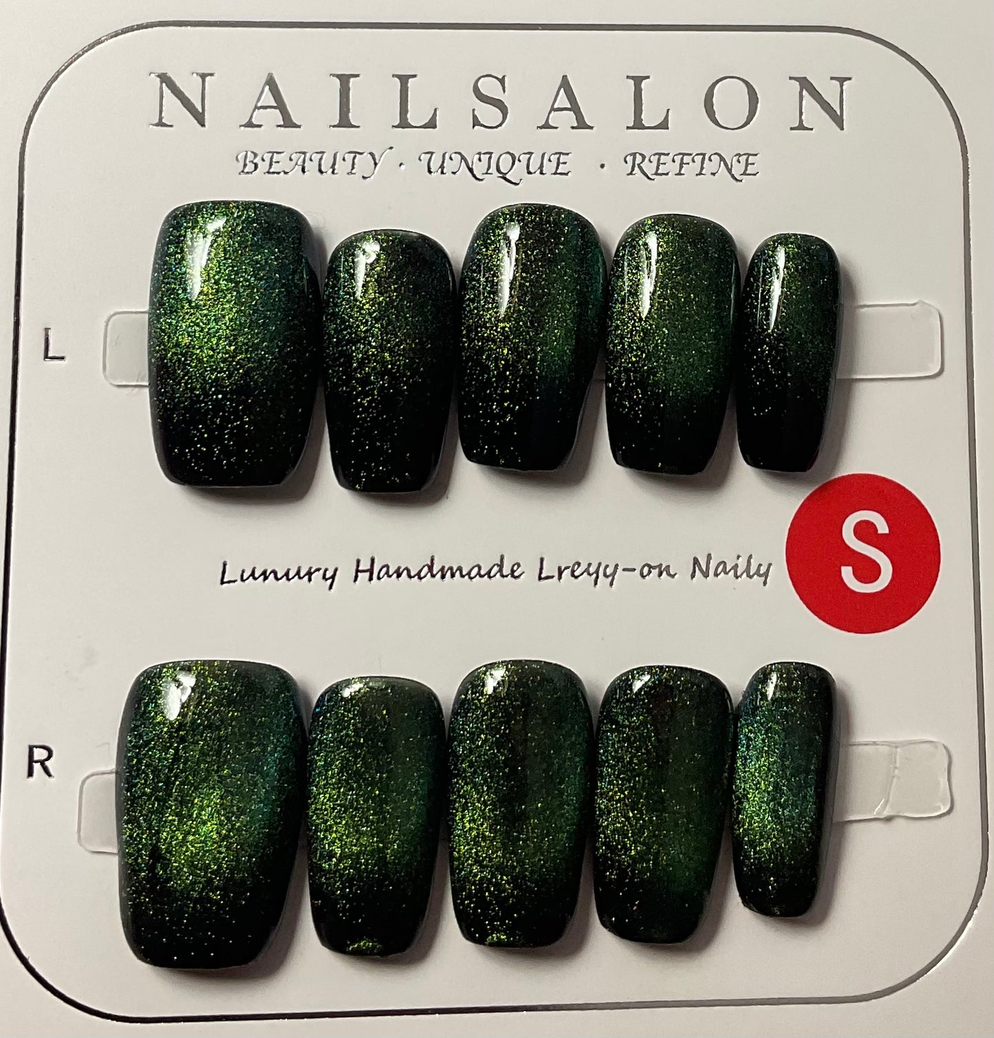 Green and Black Press On Nails