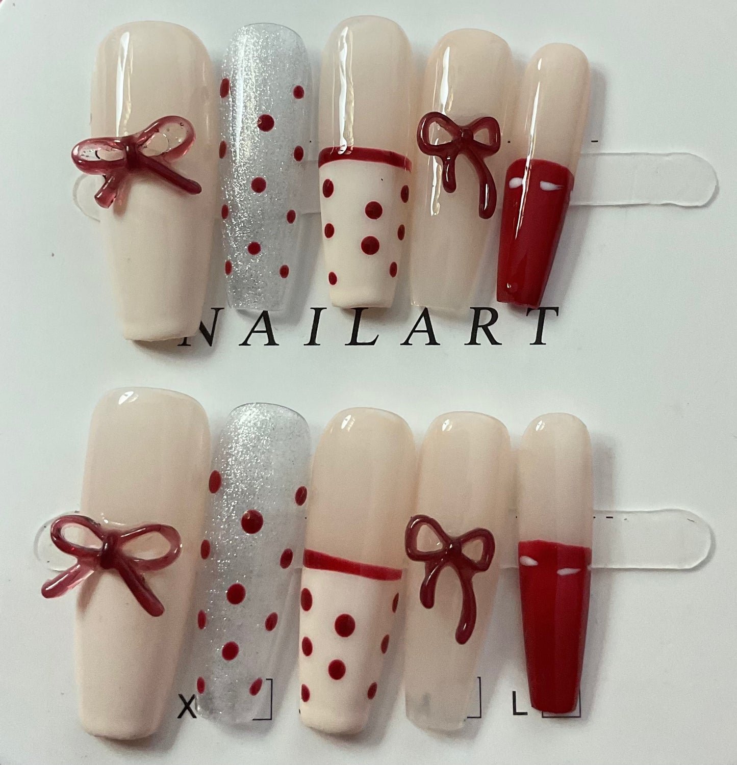Dainty Dots & Bow Press On Nails
