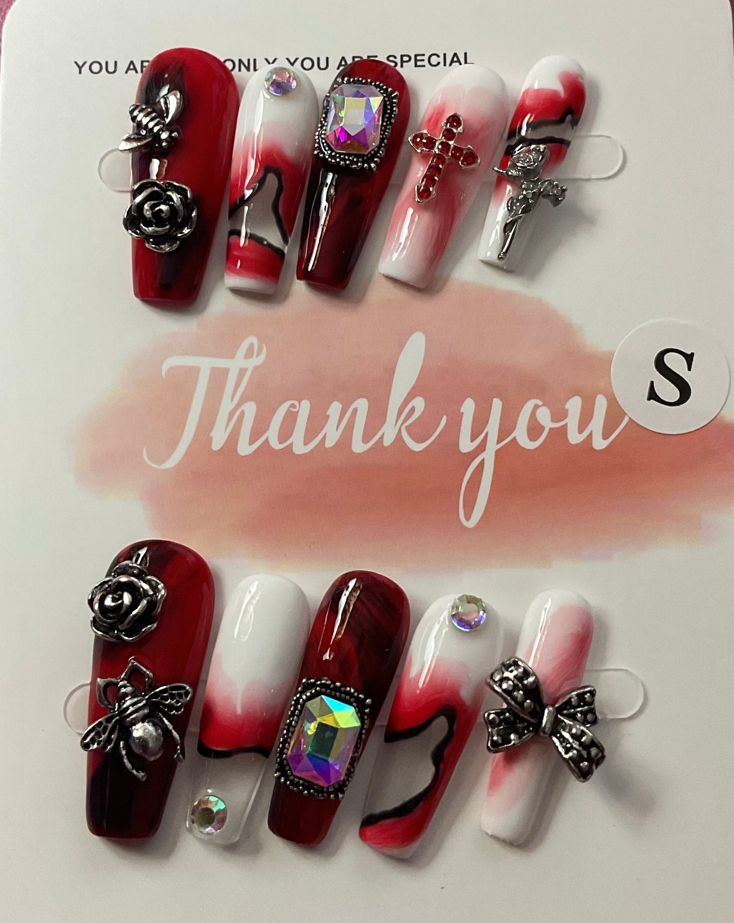 Crimson Elegance Press On Nails