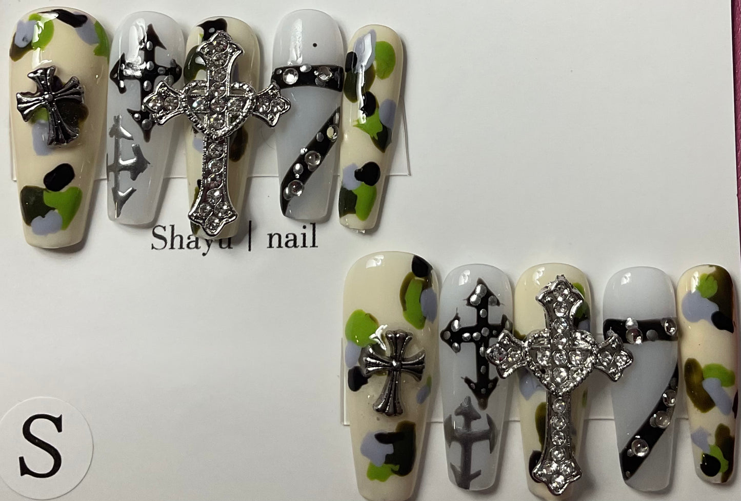 Camo Cross Press On Nails