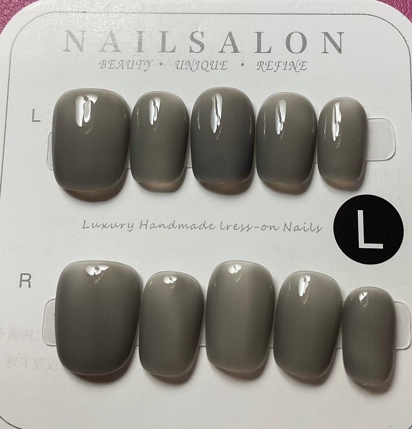 Gray Solid Press On Nails