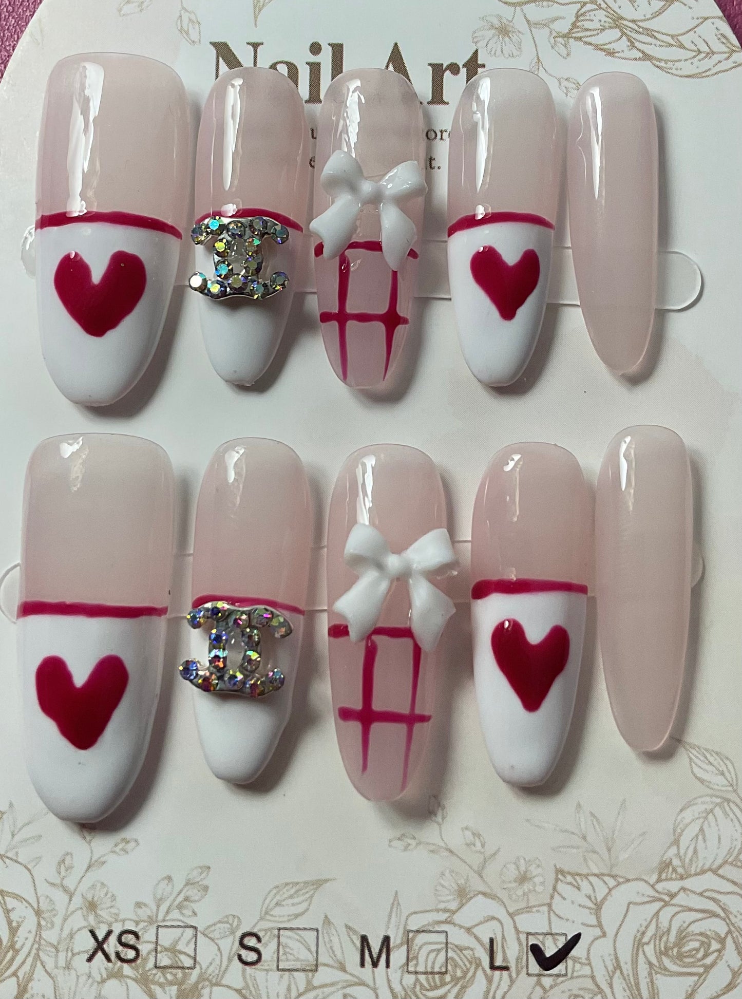 Romantic Heart Press On Nails