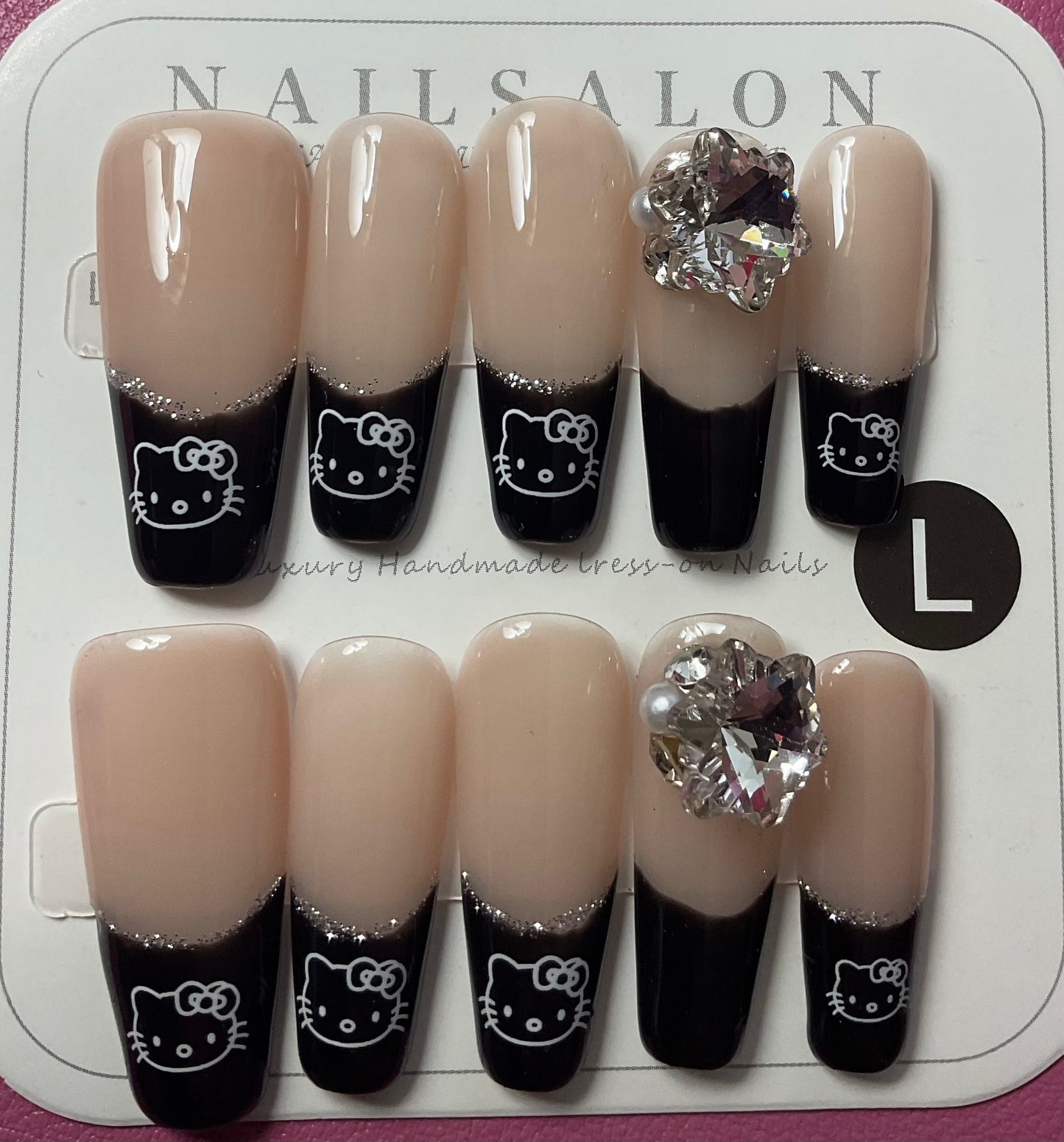 Black French Tips HK Press On Nails