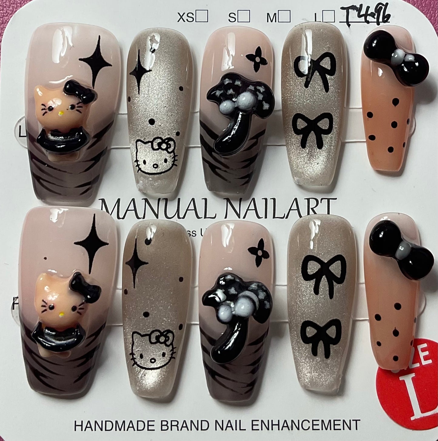 Black Hello Kitty Press On Nails