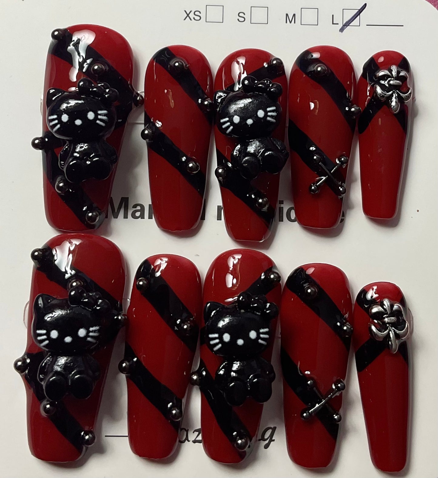 Goth Hello Kitty Press On Nails