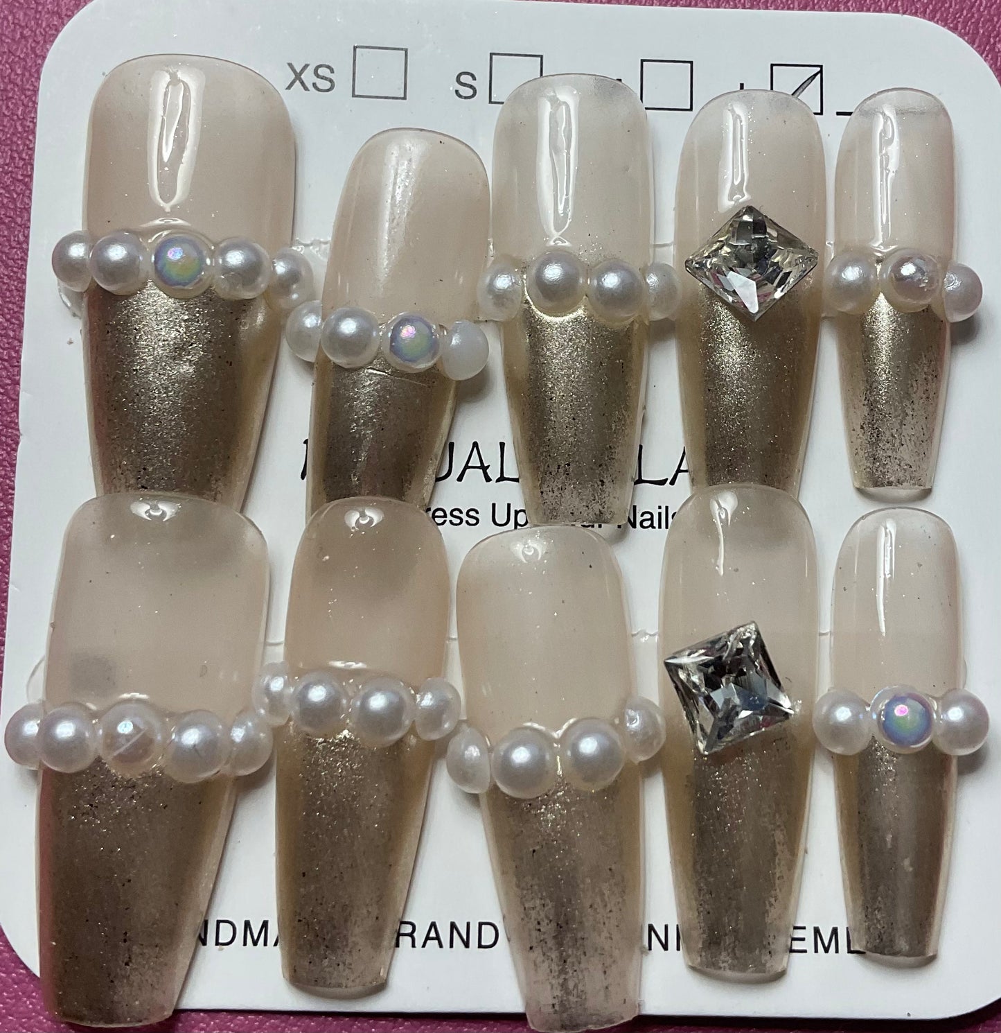 Gold Glamour Pearlized Press On Nails