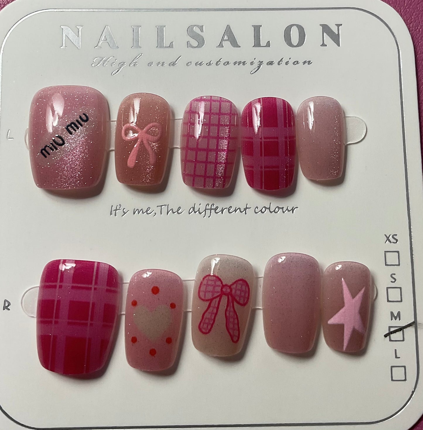 Pink MIUMIU Press On Nails