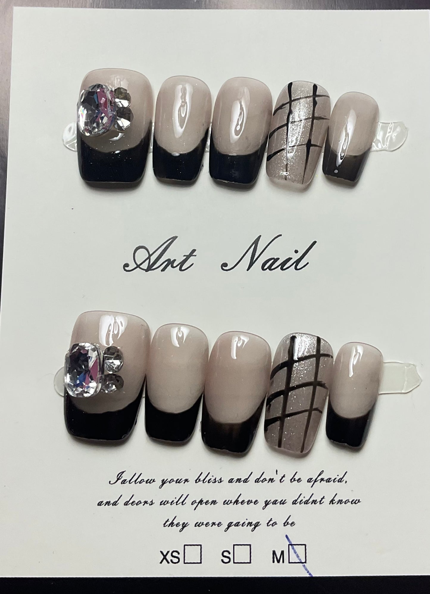 Black French Tips Press On Nails