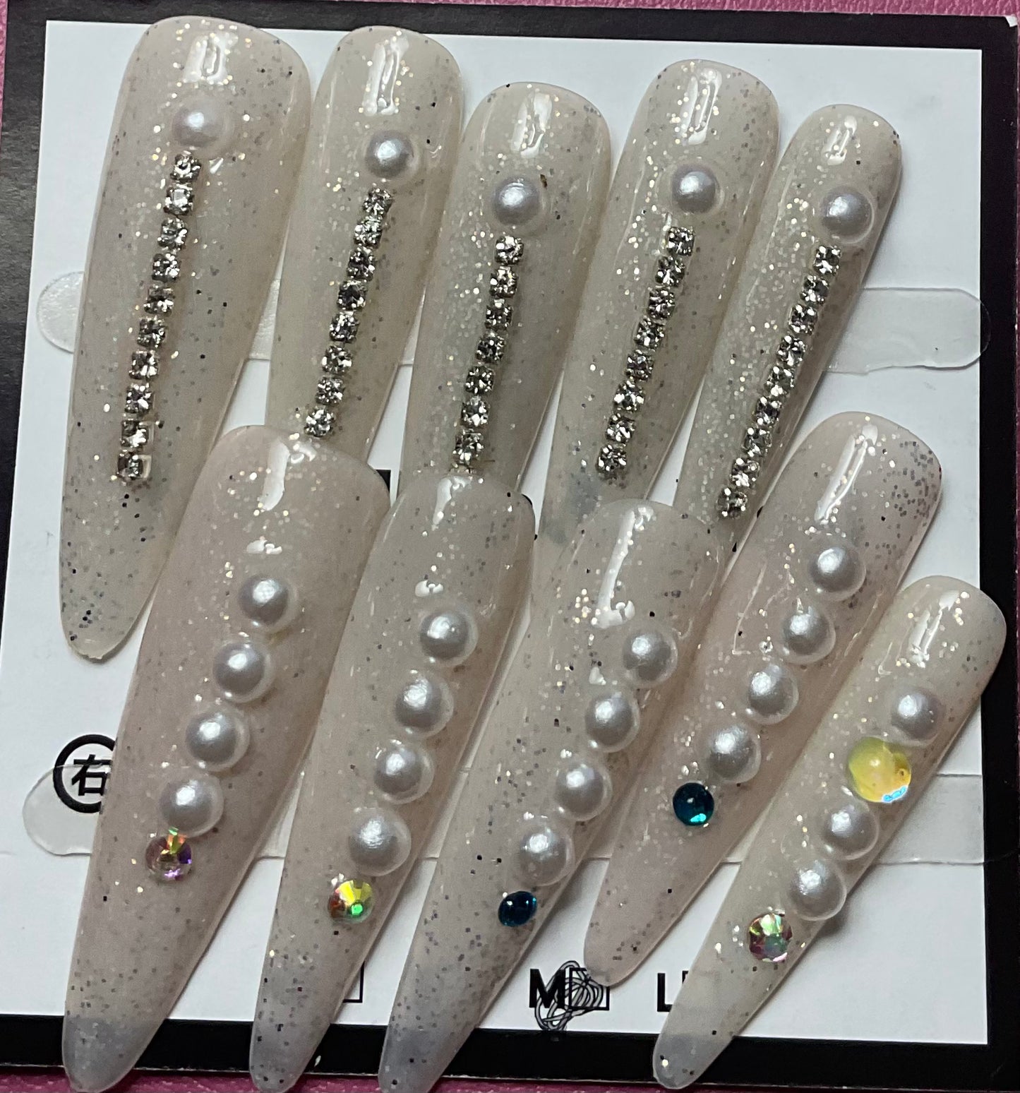 Opulent Pearl & Rhinestone Press On Nails