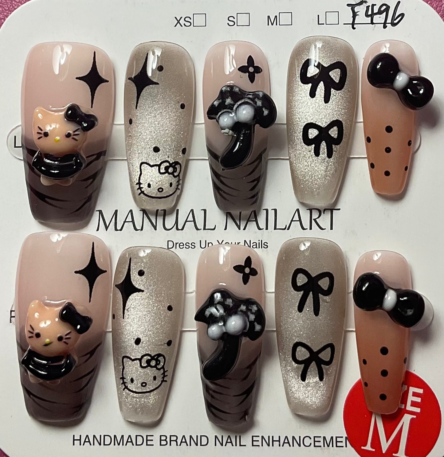 Black Hello Kitty Press On Nails