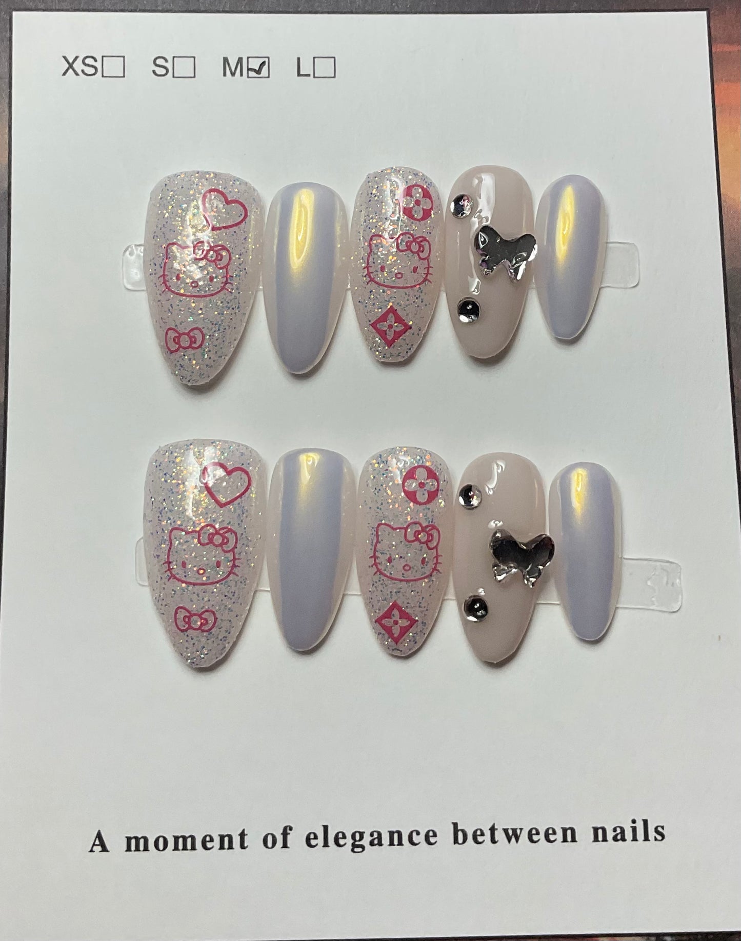 Chrome Hello Kitty Press On Nails