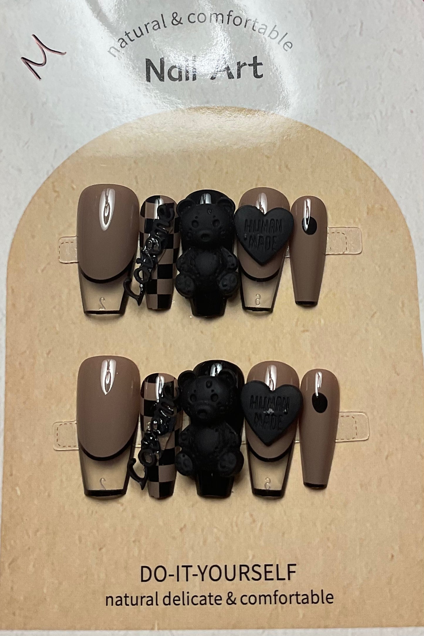Teddy Bear Heart Press On Nails