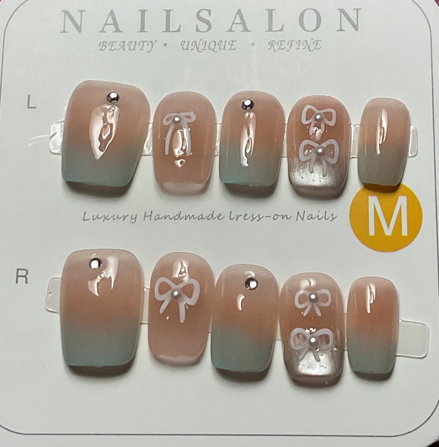 Gradient Bow Press On Nails