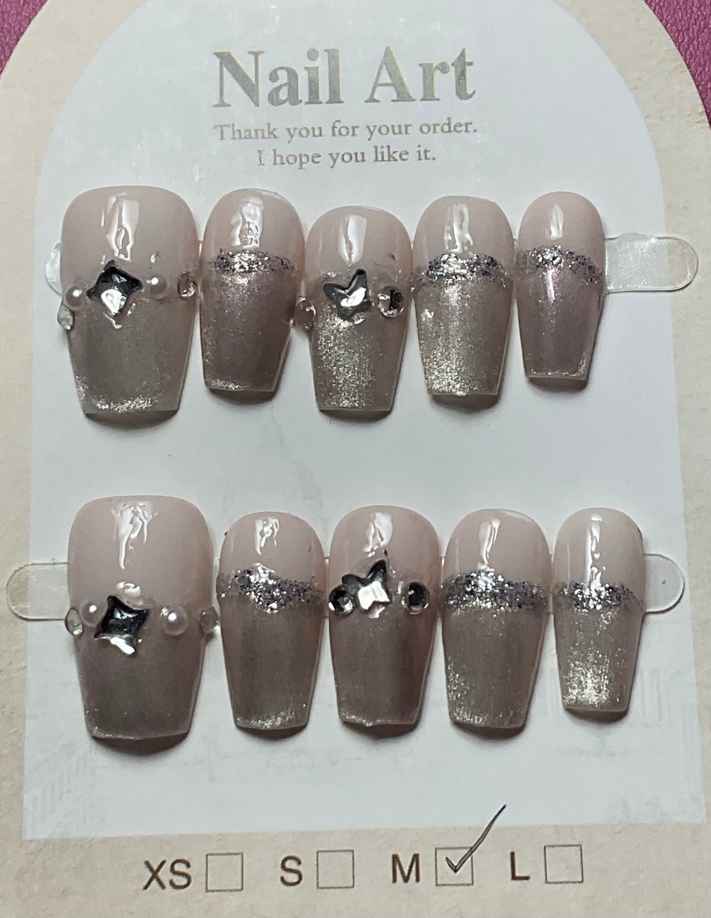 Nude Ballet Ribbon Press On Nails
